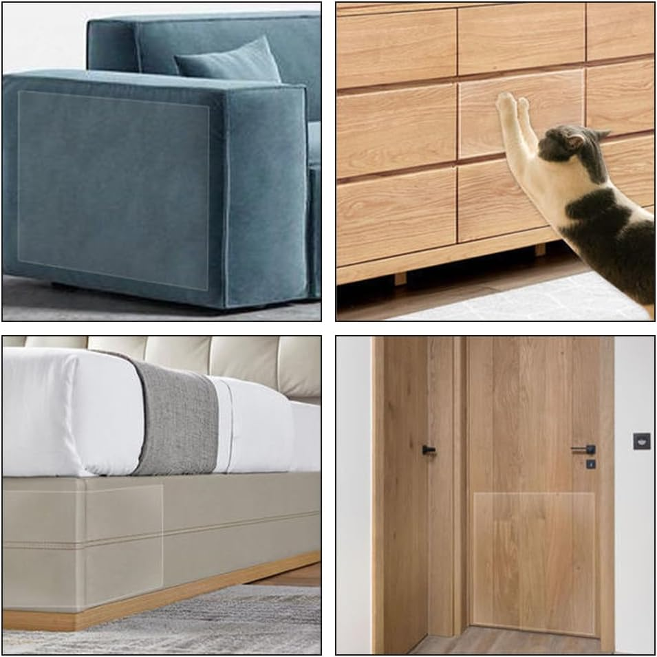 Pack of 6 Cat Sofa Scratch Protectors, 45 X 30 Cm, Protection for Sofa, Cat, Cat Scratch, Clear Sticker with 30 Fixing Nails and Pets, 2 Wall Scrapers, for Furniture, Door, Wall, image number 2