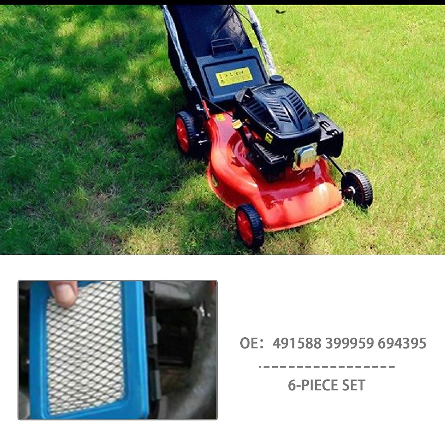 Ecsing Set with 6Pcs Air Filter L7T Spark Plug Prime Bulbs Compatible with Briggs & Stratton Quantum Engine 625 650 675 Serie 491588 399959 694395