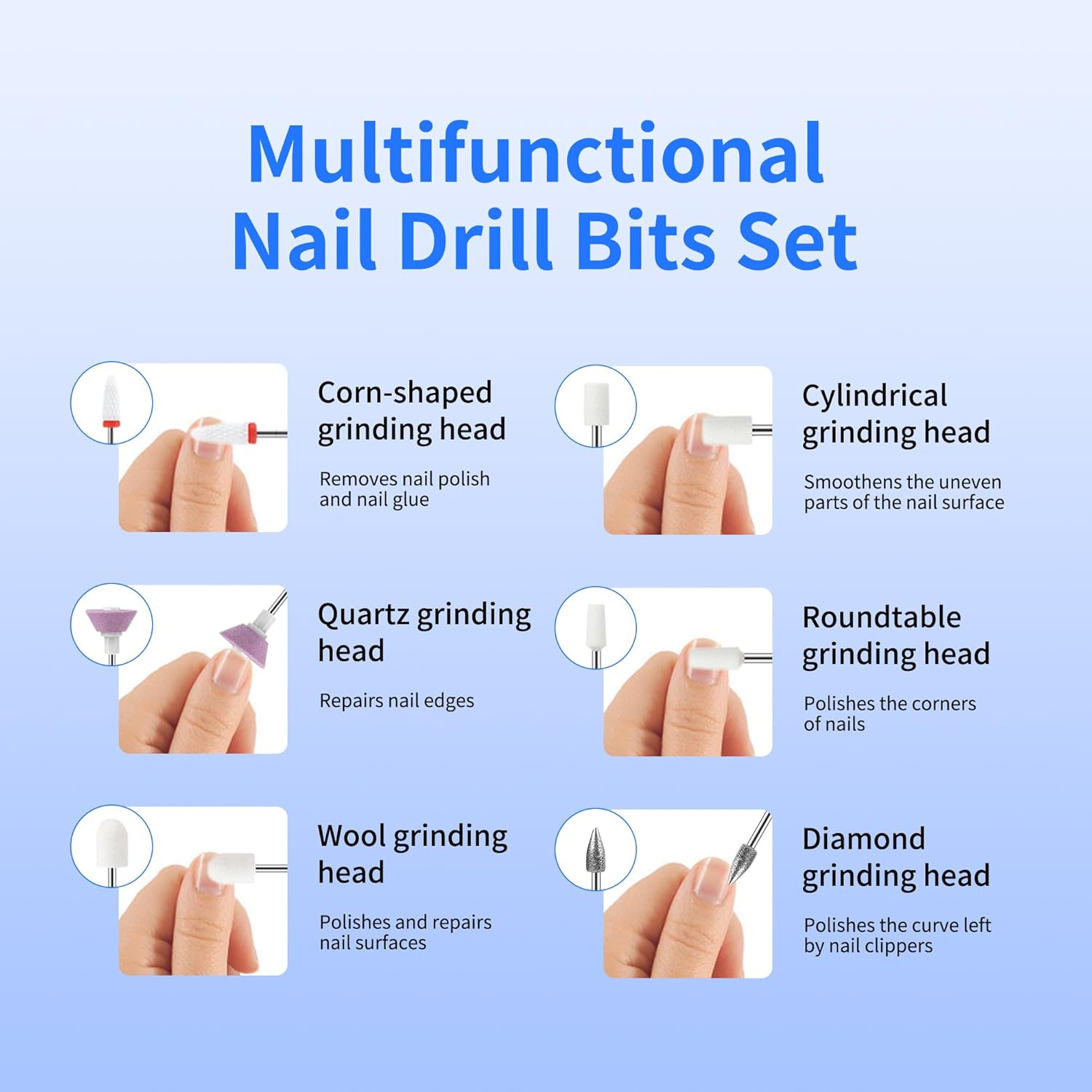 Xunmotoryao Hes Nail File Set 11 in 1 Rechargeable Manicure Pedicure with 3 Speed LED Lighting for Acrylic Gel Nails (Pink) image number 4