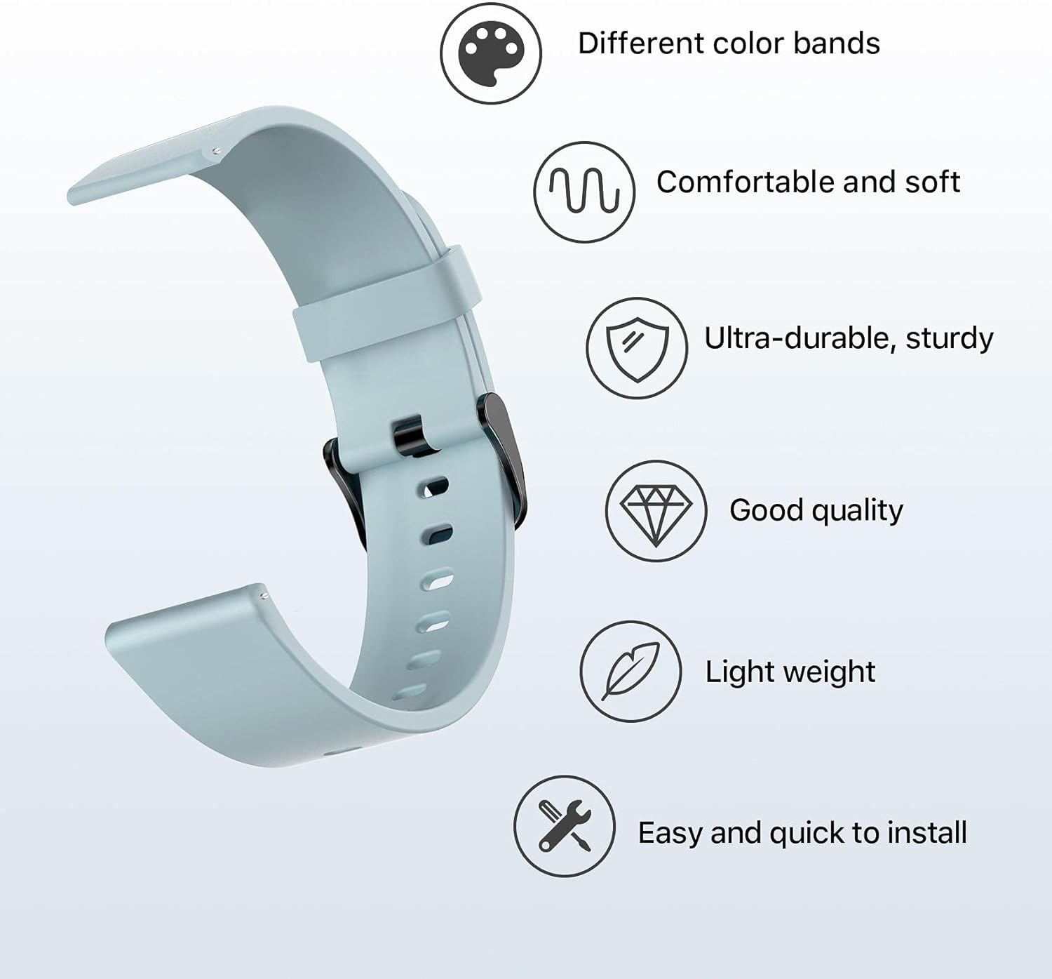 Ticwatch E3 Watch Band Replacement - 20Mm Width Silicone Watchband Strap for Ticwatch E3 image number 5