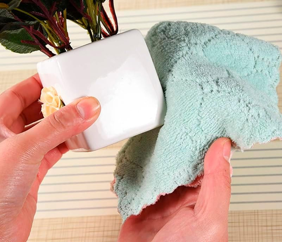 12PCS Kitchen Cloth Dish Towels, Premium Dishcloths, Super Absorbent Dishtowels, Nonstick Oil Washable Fast Drying (Grey-Green)