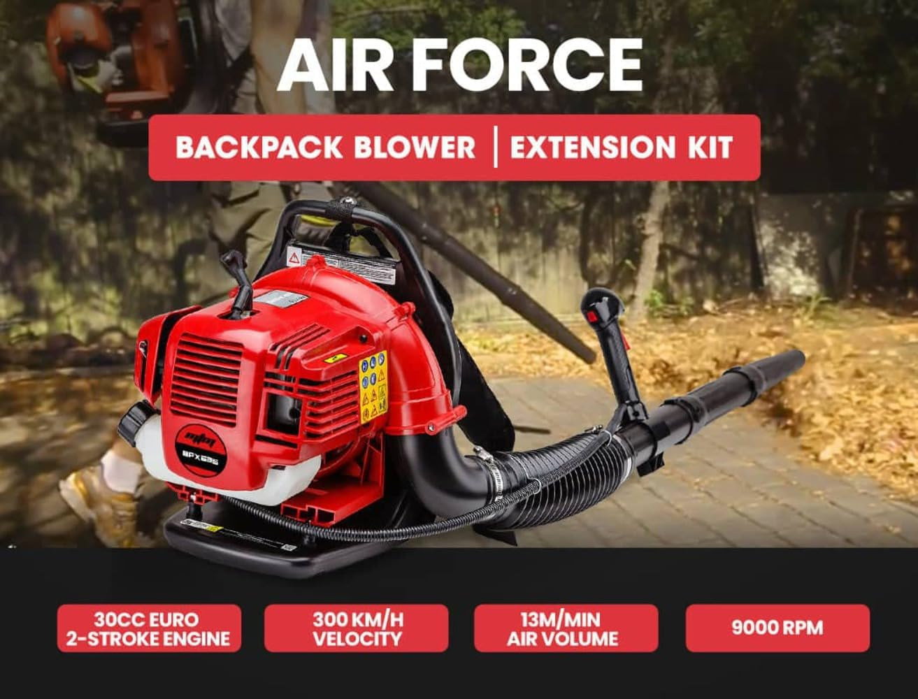 MTM Petrol Backpack Leaf Blower 500Ml Fuel Tank 30Cc 2-Stroke Commercial Blower and Extension Kit, BPX635 image number 6