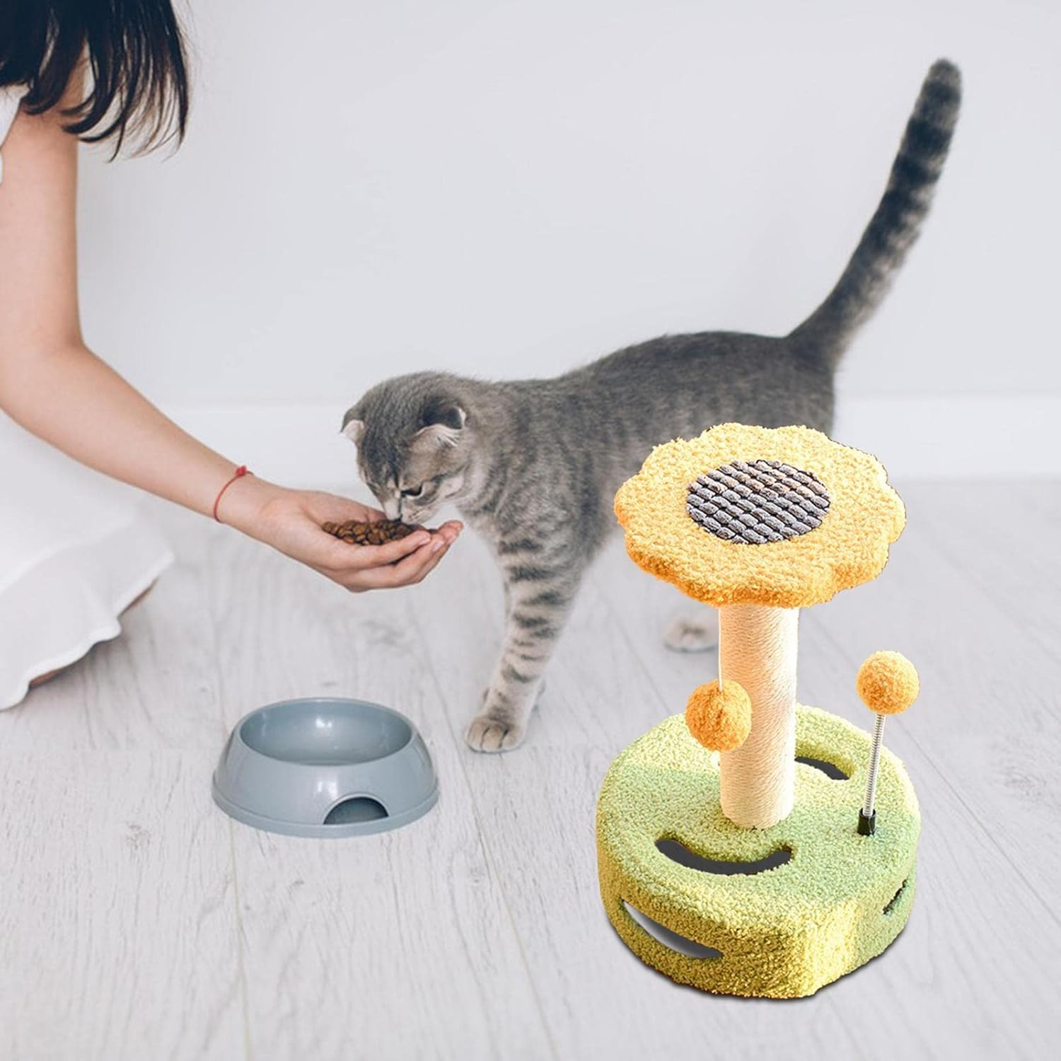 Cat Scratching Post Sisal Rope Scratch Post Cat Furniture Protector Cat for Rest Scratcher for Pet Supplies, Pink Light Blue (Color : Yellow Green) image number 5