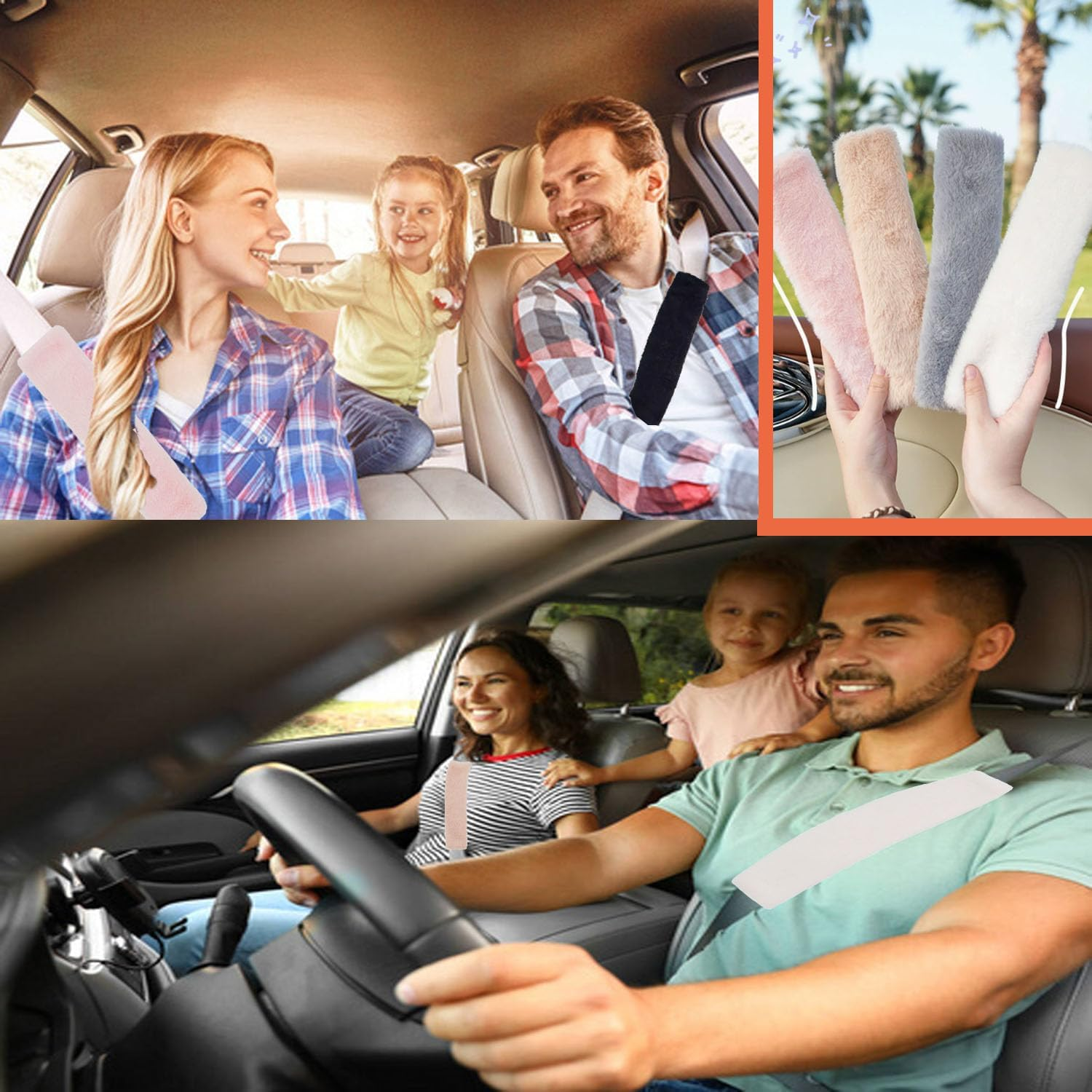 Shengsenfu Car Seat Belt Cover Pads, 2 Pcs Shoulder Seatbelt Pads Cover, Universal Soft Faux Polyester Car Seat Belt Shoulder Pads, Safety Belt Strap Shoulder Pad for Adults and Children (Black) - Black image number 2