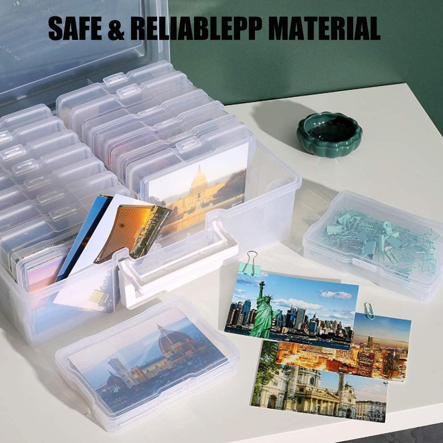 Photo Storage Box, 4" X 6" Photo Storage Box Craft Keeper, 18 Inner Extra Large Organizer Acid-Free Photo Keeper Storage Case, Plastic Craft Storage Box for Stickers Stamps Seeds (18 Boxes) image number 5