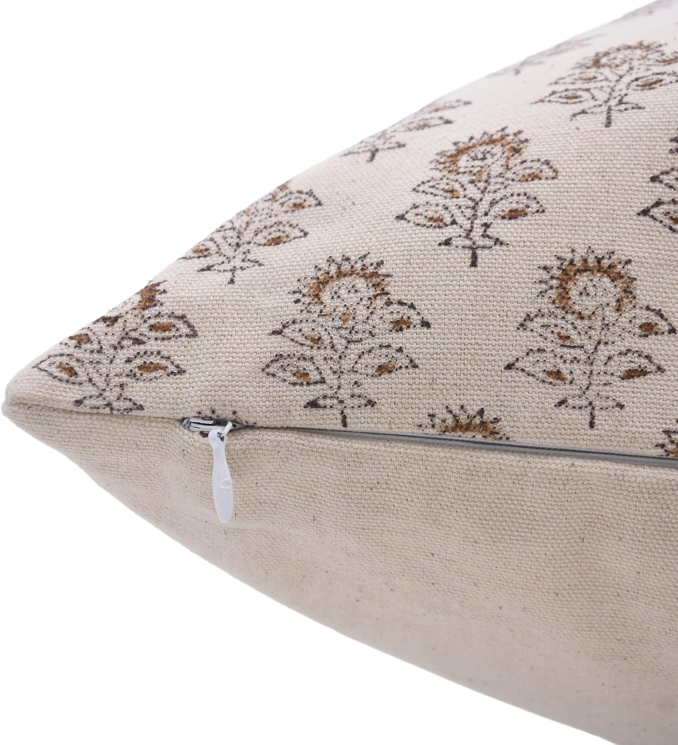 Pillow Covers Duck Canvas Fabric Vintage Handmade Block Floral Print 16X16 Inch Pillowcase Cushion Cover with Hidden Zipper for Living Room, Bedroom, Sofa, Couch, Bed (Mustard-Bagru Buti)