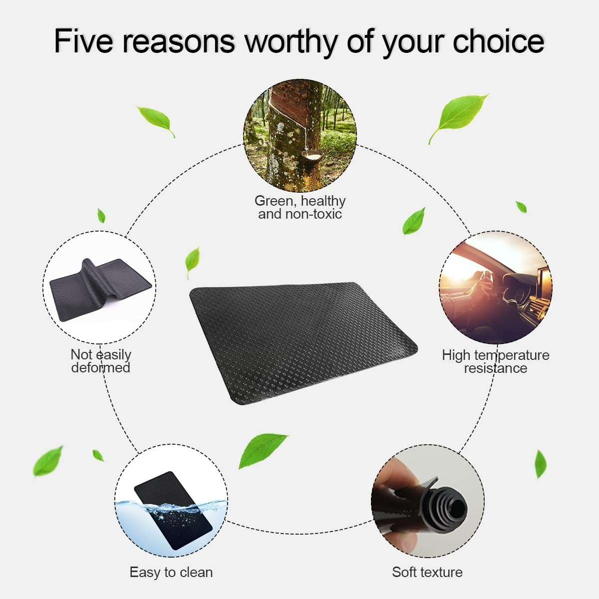 Car Dashboard Anti-Slip Rubber Pad, 10.6"X 5.9" Universal Non-Slip Car Magic Dashboard Sticky Adhesive Mat for Phones Sunglasses Keys Electronic Devices and More Use (Black/Dots) image number 4