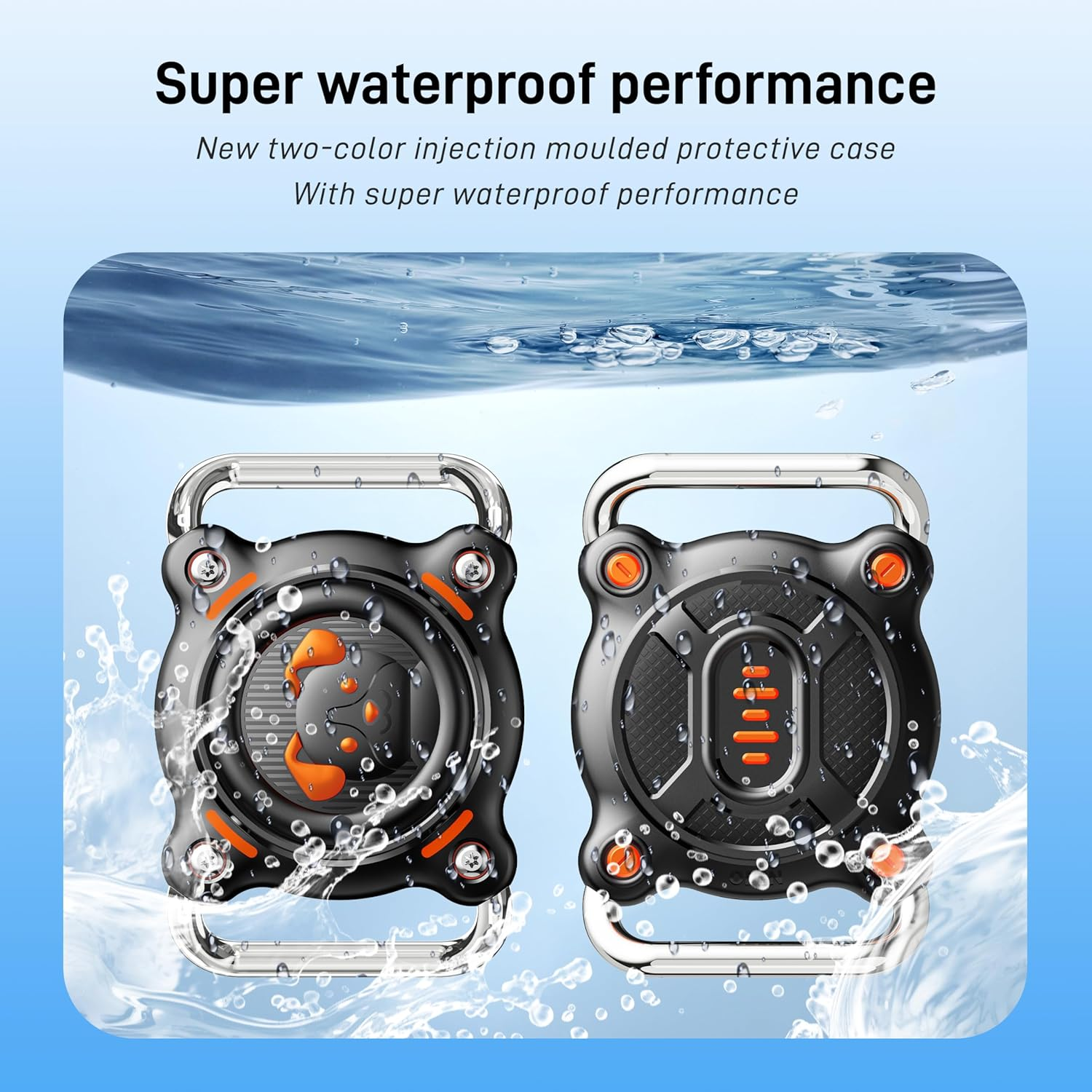 IP68 Waterproof for Airtag Holder for Dog Collar, with Airtag Dog Collar Holder with Removable Metal Clip, Sturdy TPU Air Tag Holder with Dog Pattern, Fits 1.2" Width Medium Large Collars (Black) image number 6