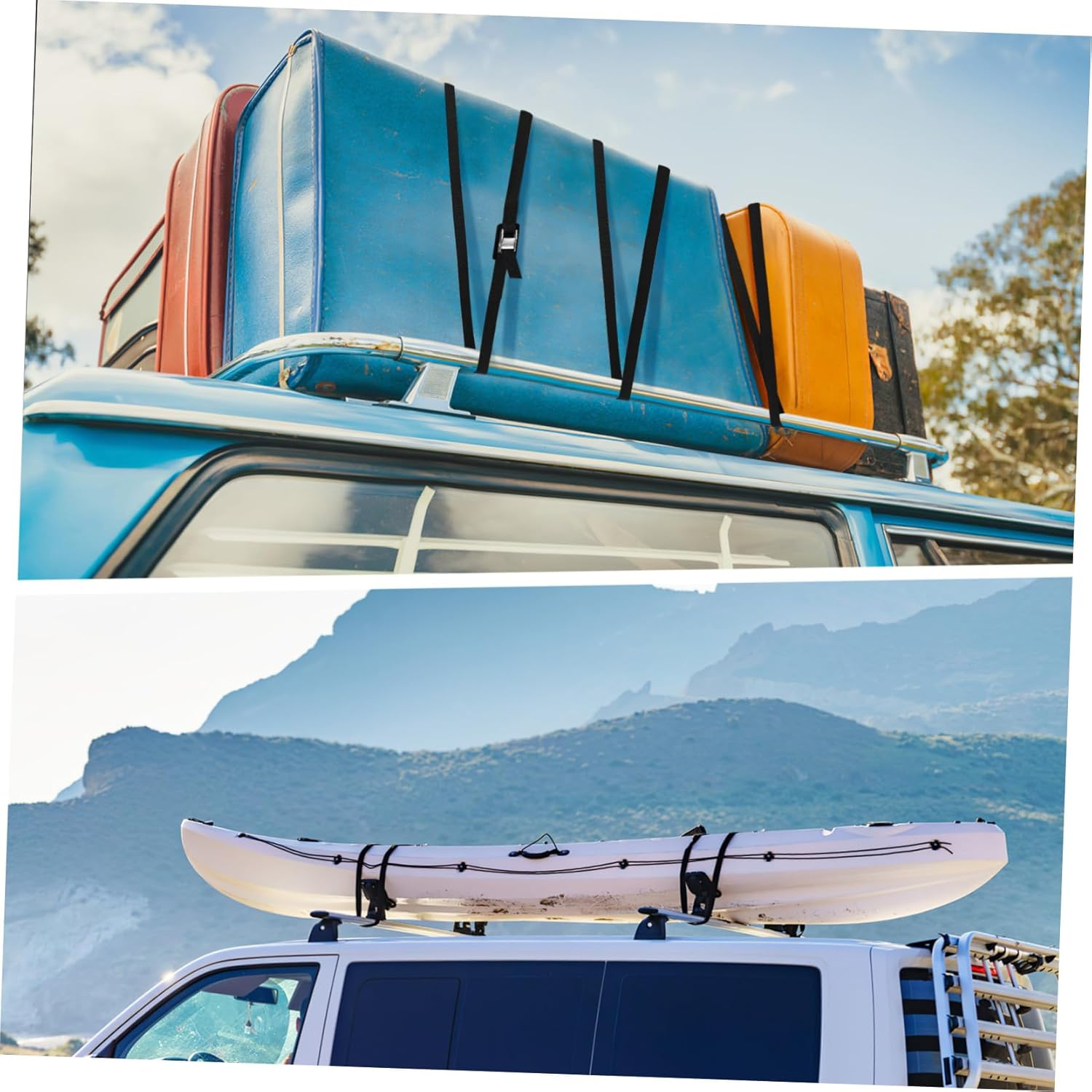 UKCOCO 6 Pcs Adjustable Packing Bands with Zinc Buckles Nylon Cargo Straps for Securing Luggage Bikes Furniture and Moving Items with Locking Safety Function