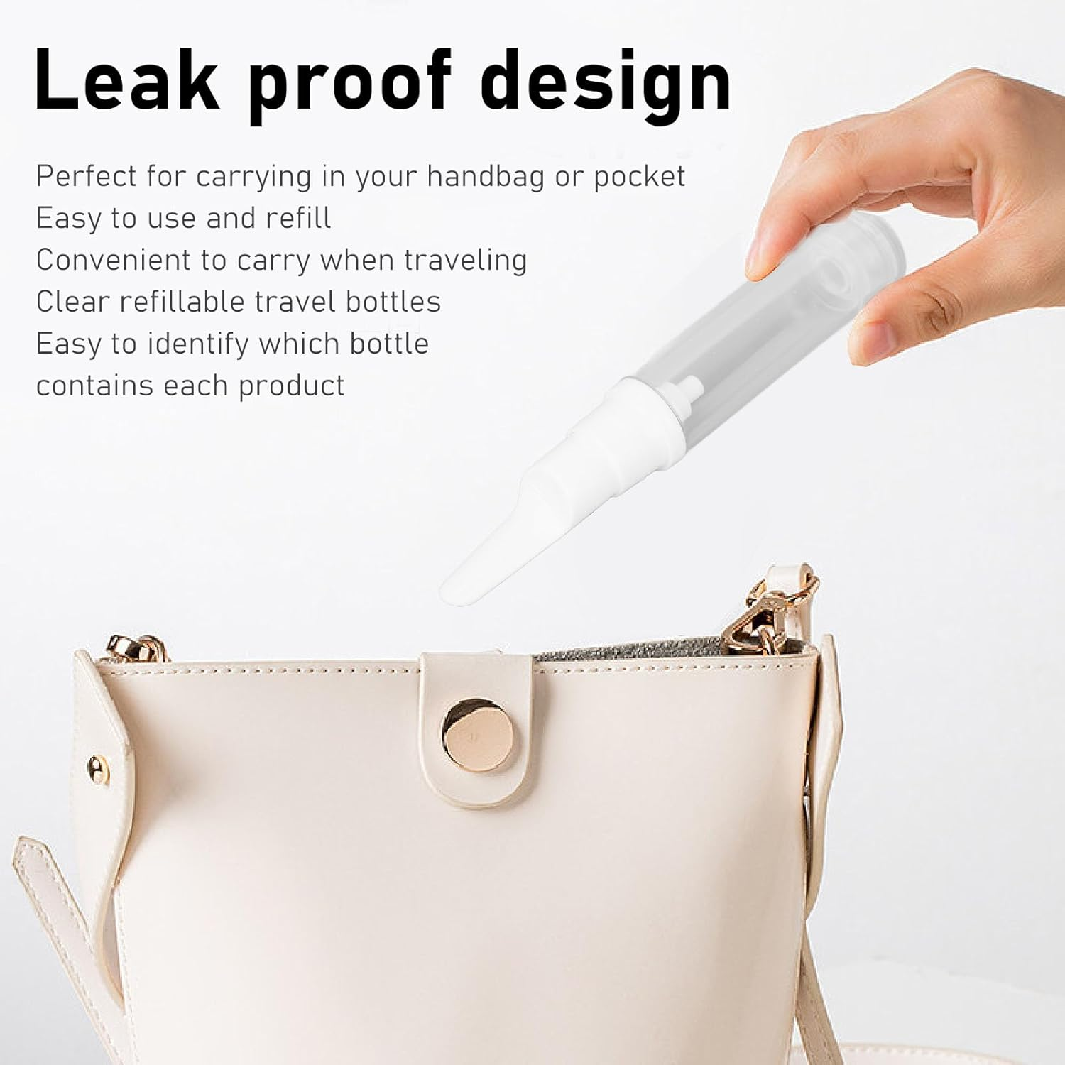 5Pcs Duckbill Nozzle Vacuum Pump Bottle Clear Refillable Travel Dispenser Container for Eye Cream Lotion 10Ml image number 2