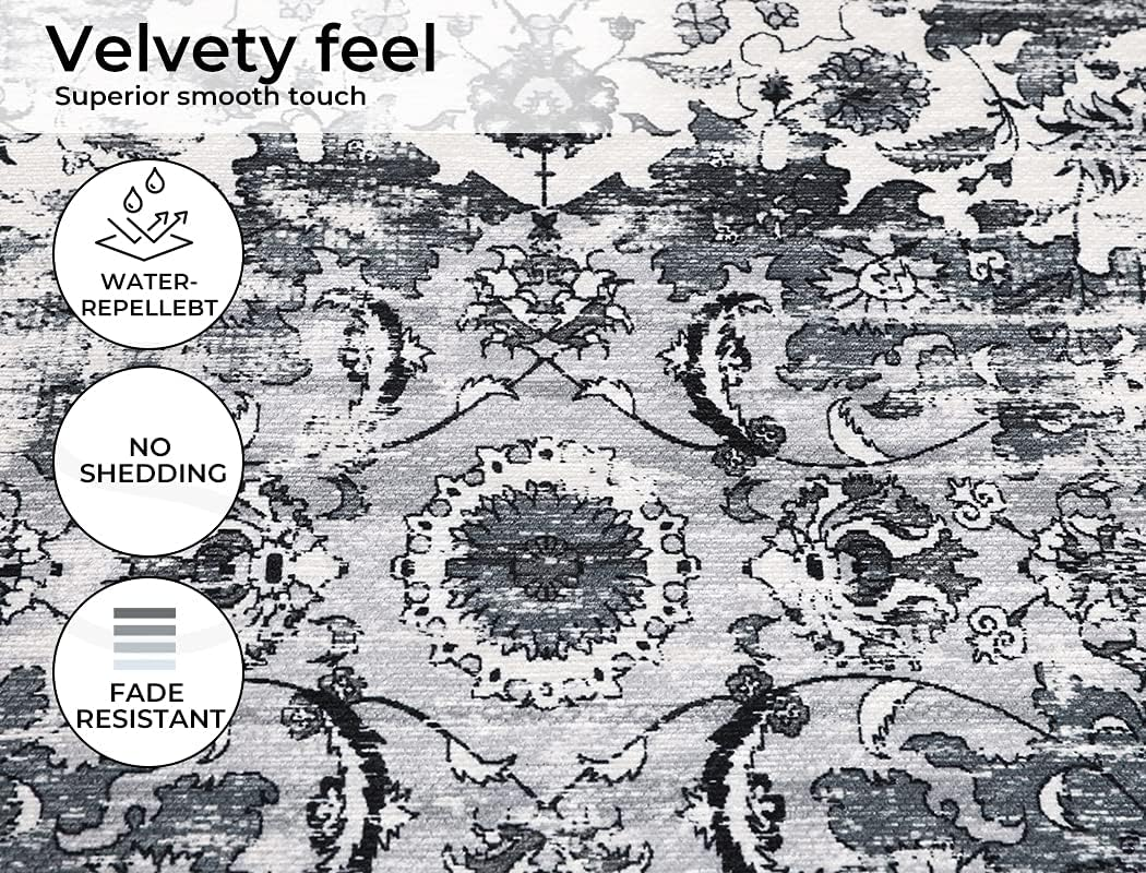 MARLOW Anti-Slip Floor Rugs, 200 X 290Cm Skin Friendly Area Rugs, Soft Large Home Decor Carpet Indoor Outdoor - Versatile for Bedroom, Dining Room, Living Room (Grey) image number 3