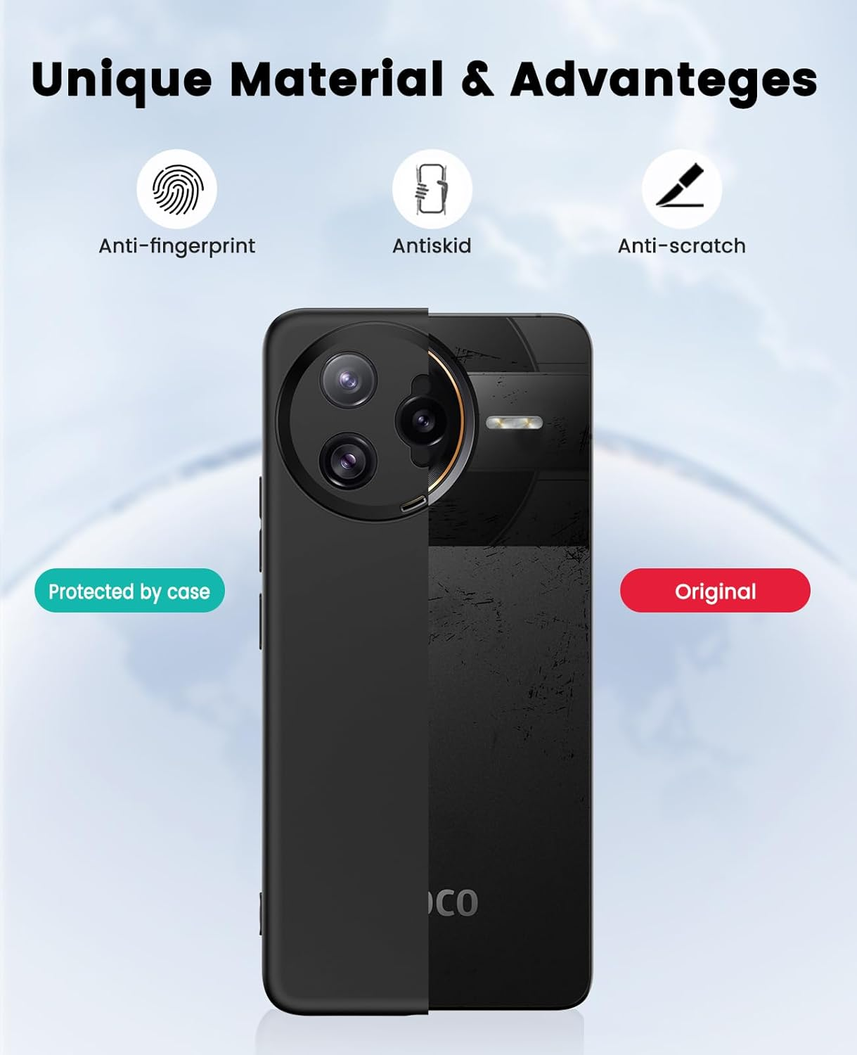 Sineordo Mobile Phone Case for Xiaomi Poco F7 Ultra 5G Case, Protective Case Xiaomi Poco F7 Ultra 5G Ultra Thin Cases Silicone TPU Drop-Proof Soft Case Matte - Black image number 4