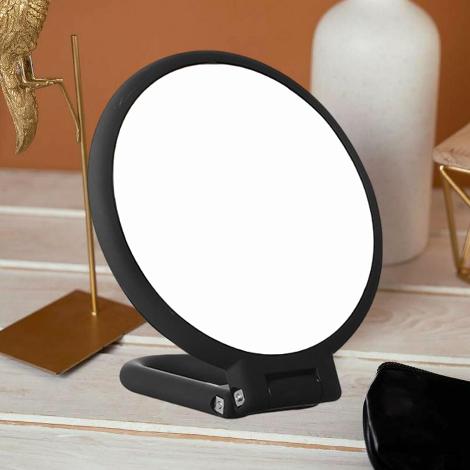 20X/1X Magnifying Mirror, Folding Mirror for Travel, Double-Sided Handheld Mirror with Handle, Foldable Cosmetic Mirror with 360&deg; Swivel, Foldable & Portable for Precise Makeup on the Go - Matt Black image number 6