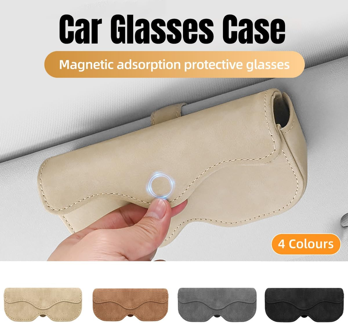 AIMALL Car Visor Eyeglasses Holder, Safety Sunglasses Clip, Easy Clip Design, Non-Slip Grip to Prevent Scratches, Size: 6.5" X 1.77" X 2.75" - Brown image number 2