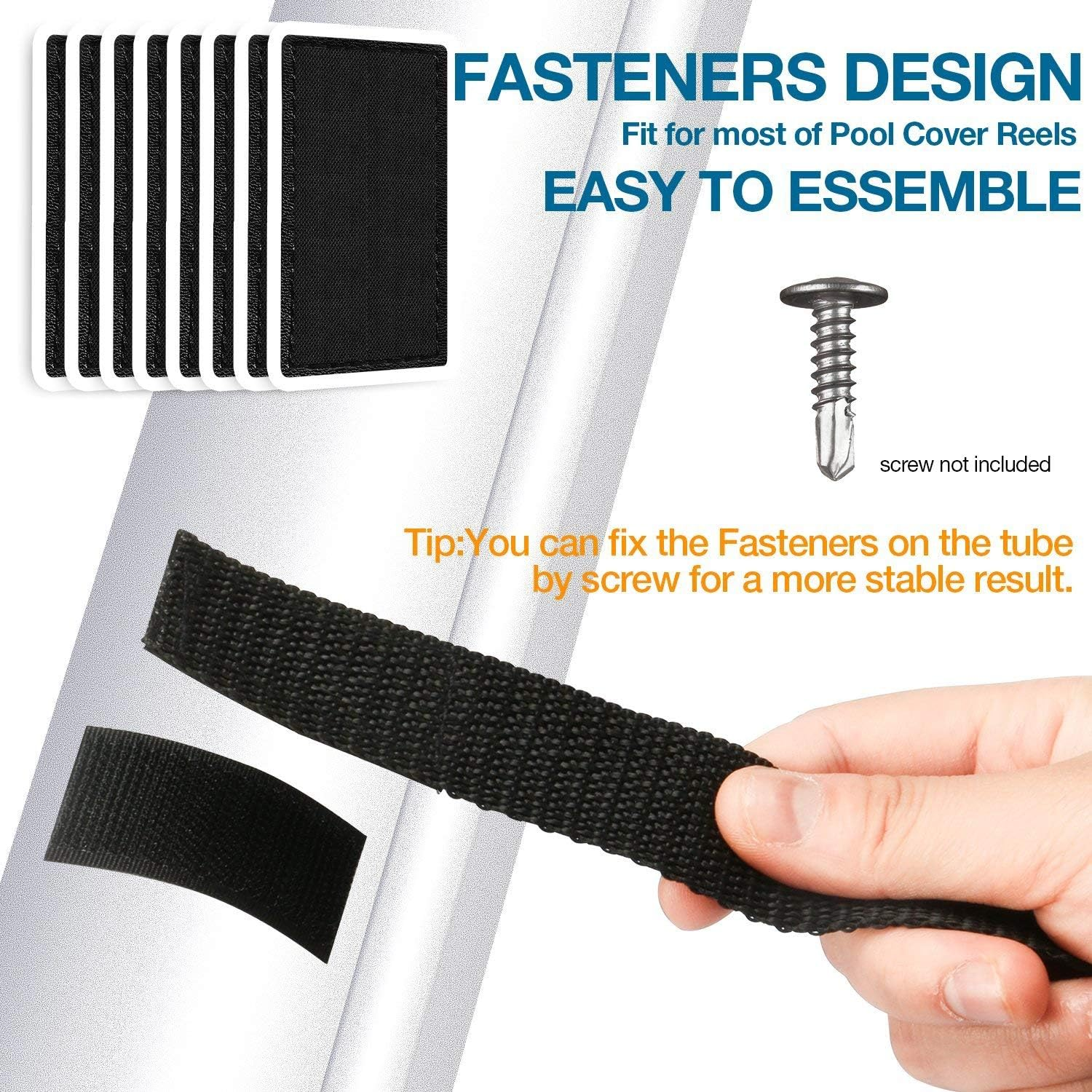 Solar Cover Reel Straps Kit, Universal Attachment for In-Ground Pool Solar Blankets, Includes 8 Nylon Straps, Buckles & Hardware