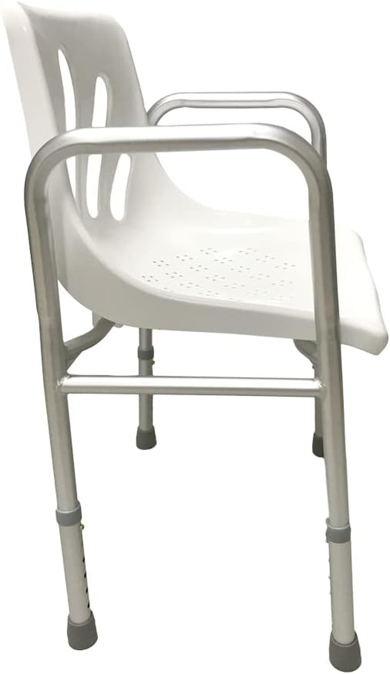 Heavy-Duty Adjustable Shower Chair Seat for Elderly & Disabled &ndash; 200 Kg (450 Lb) Capacity, Arms & Backrest, Tool-Free 6-Height Adjustment (66&ndash;79 Cm), Non-Slip Feet image number 4