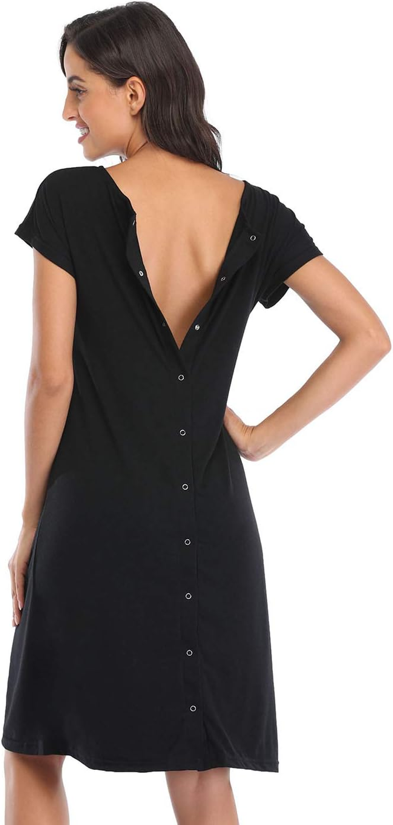 Soanhoo Women'S Maternity 3 in 1 Delivery Labor Nursing Nightgown Hospital Gown Sleepwear for Breastfeeding