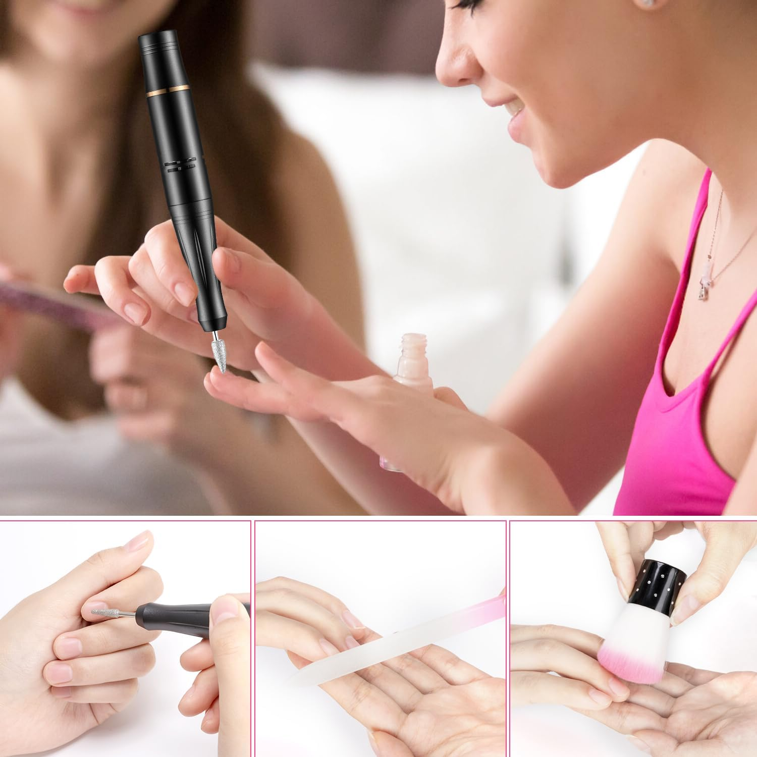 Nail Sander Electric Nail File 23000RPM Professional Nail Sander 11 in 1 Silent Portable Nail Sander Manicure Pedicure Kit for Beginners Salon