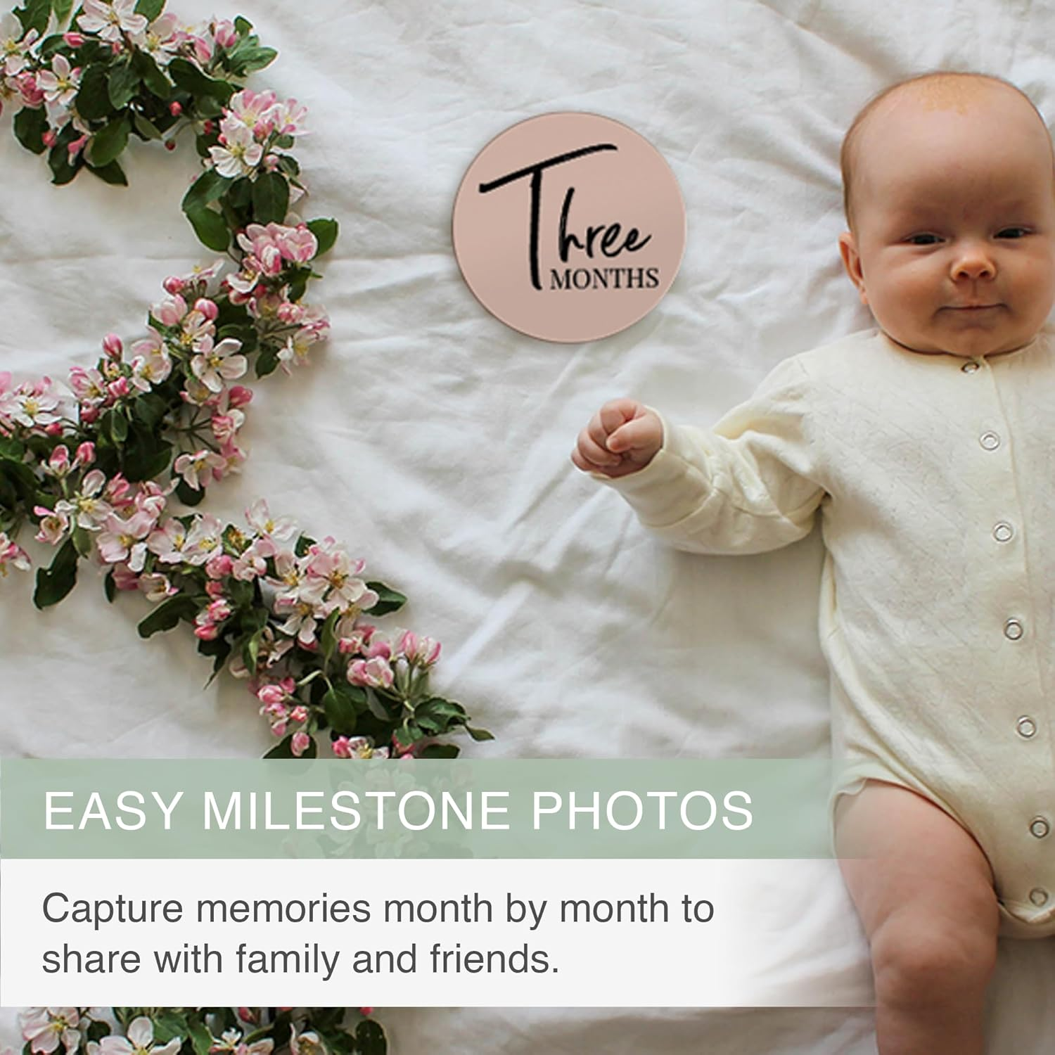 Baby Milestone Cards &ndash; 7 Double-Sided Milestone Baby Cards Signs for Monthly Photos &ndash; Gender Neutral Newborn Baby Gifts &ndash; Tear-Resistant Keepsake Baby Milestone Discs (0&ndash;12 Months) image number 2