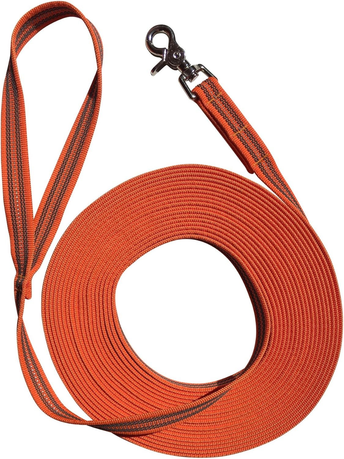 DOGS and MORE - Rubberised Recall Lead/Search Lead/Field Lead with Reflective Strips => 10 Metres (With Hand Loop) - Orange, Blue or Purple