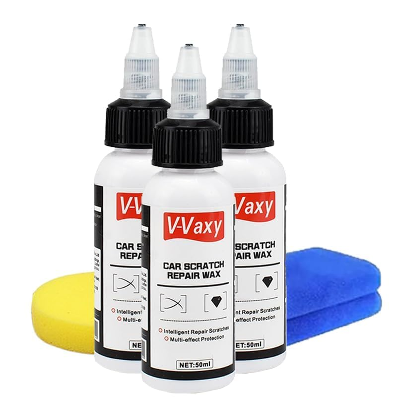 V-Vaxy Car Scratch Repair Wax, 3Pcs Ultimate Paint Restorer, Liquid Glass Car Polish, Wax Scratch Removal Kit, Scuff Removal Yellow image number 4