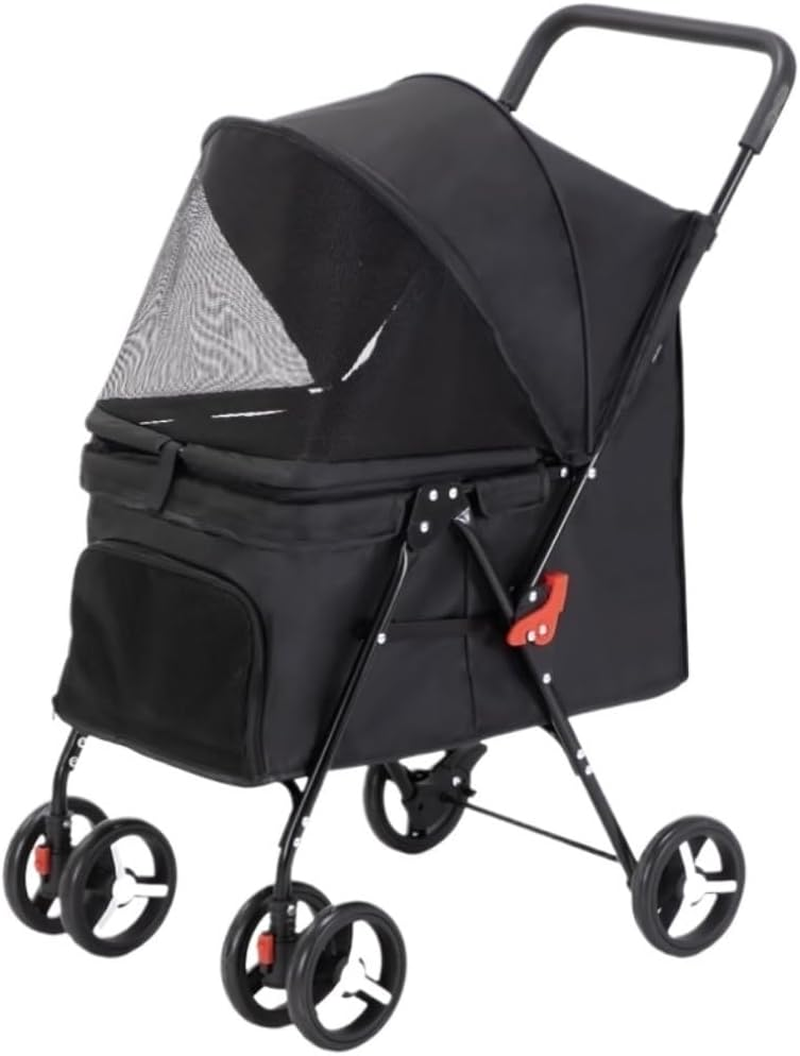 Pet Stroller Dog Stroller Cat Stroller Folding Pet Stroller with 4 Wheel Cat Stroller for Travel Walk Dog Stroller for Small Medium Dogs & Cats Dog Pram Dog Cat(Color:Gray)