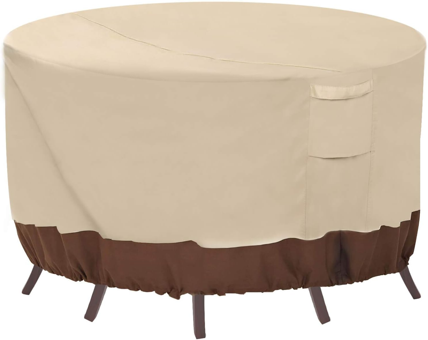Vailge round Patio Furniture Covers, 100% Waterproof Outdoor Table Chair Set Covers, Anti-Fading Cover for Outdoor Furniture Set, UV Resistant, 62"Diax28"H,Beige & Brown