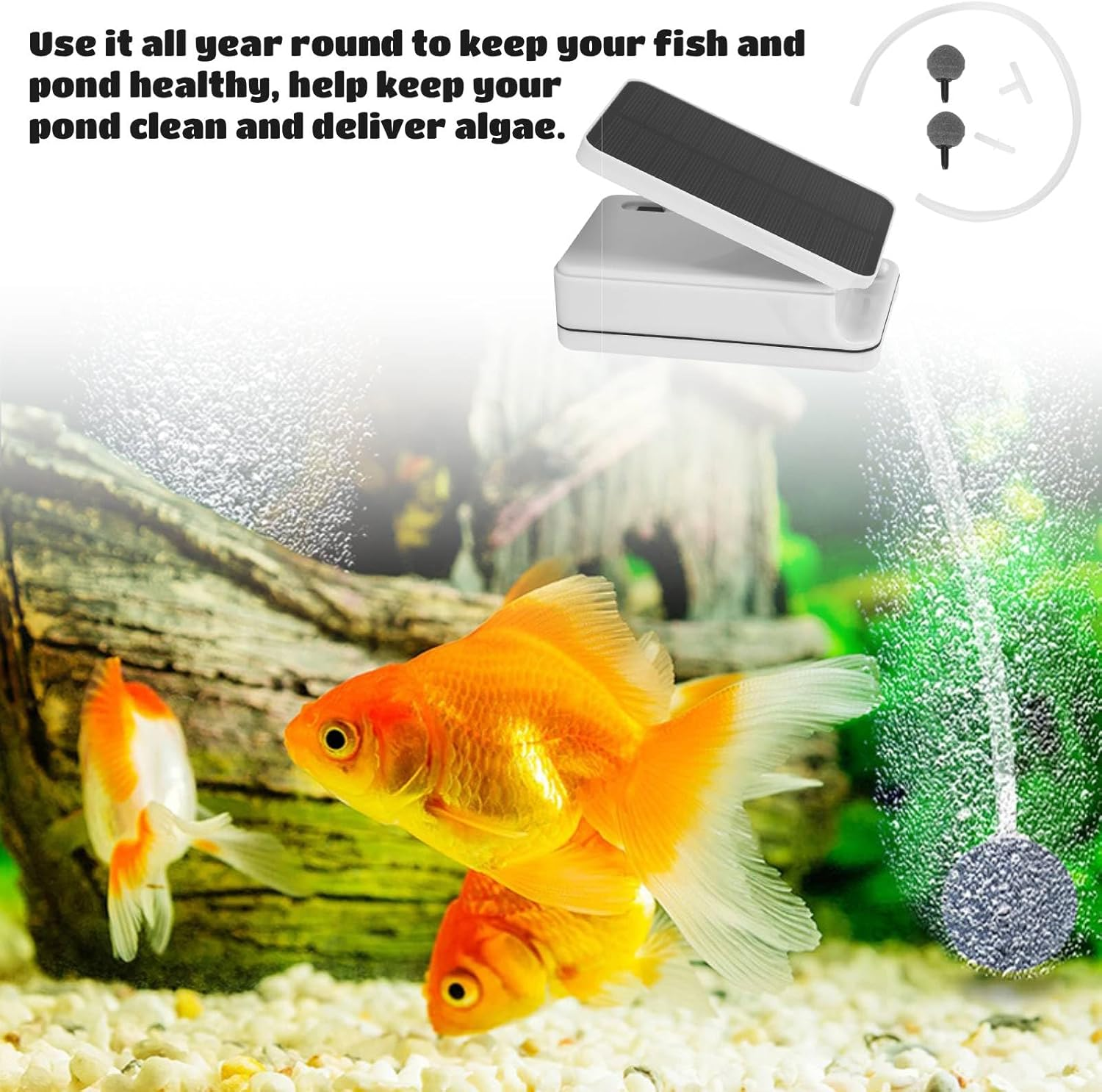 Portable Solar Pond Pump, Solar Panels Charger Air Pump, Rechargeable Battery Solar Pond Pump, Suitable for Small and Medium Sized Ponds, Sea Fishing and Angling Enthusiasts (Weak Magnetic) image number 1