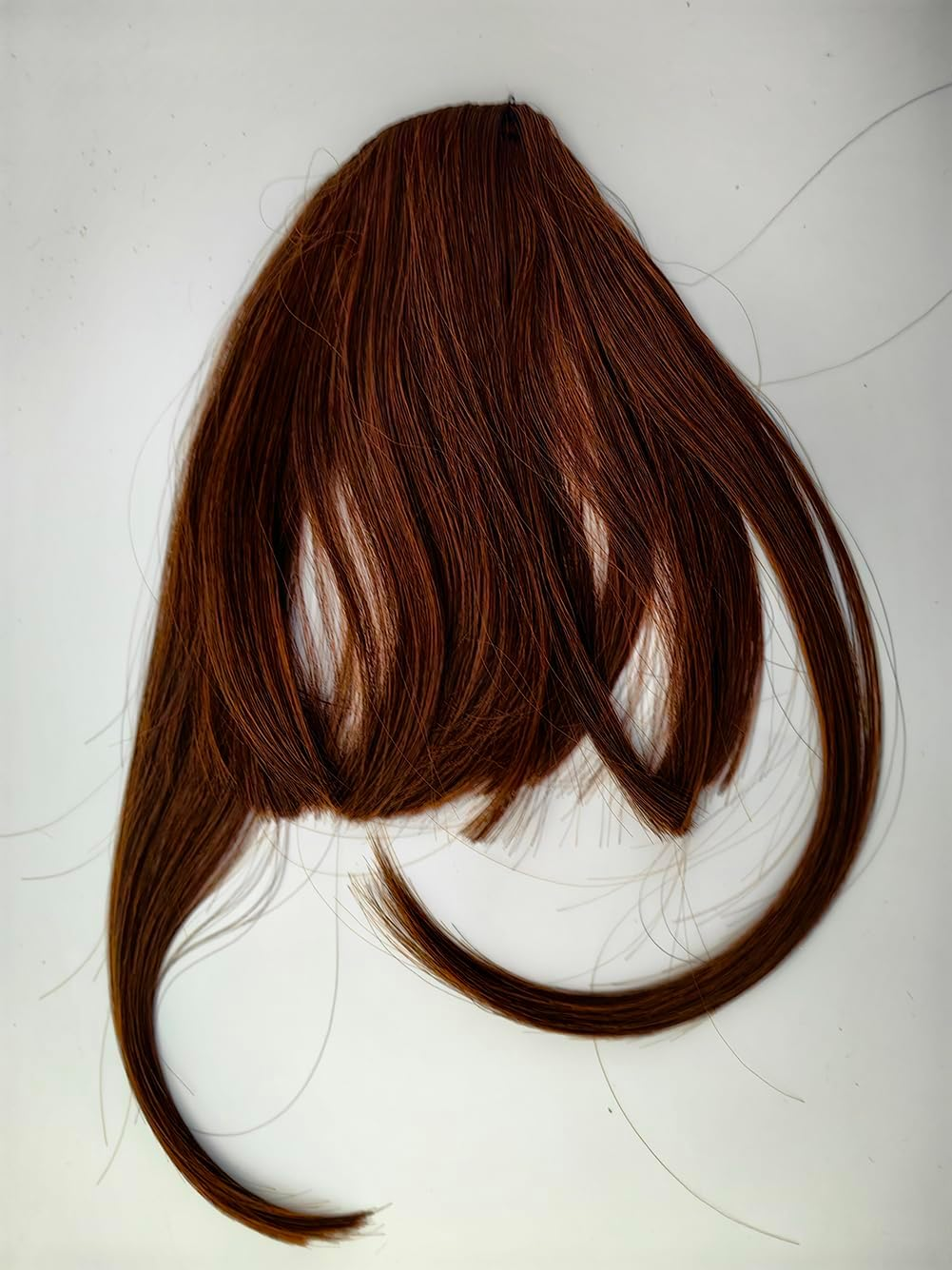 Bangs Hair Clip in Bangs Synthetic Hair Extensions French Bangs Clip for Women with Temples Bangs Fringe Hair (Dark Brown) image number 2