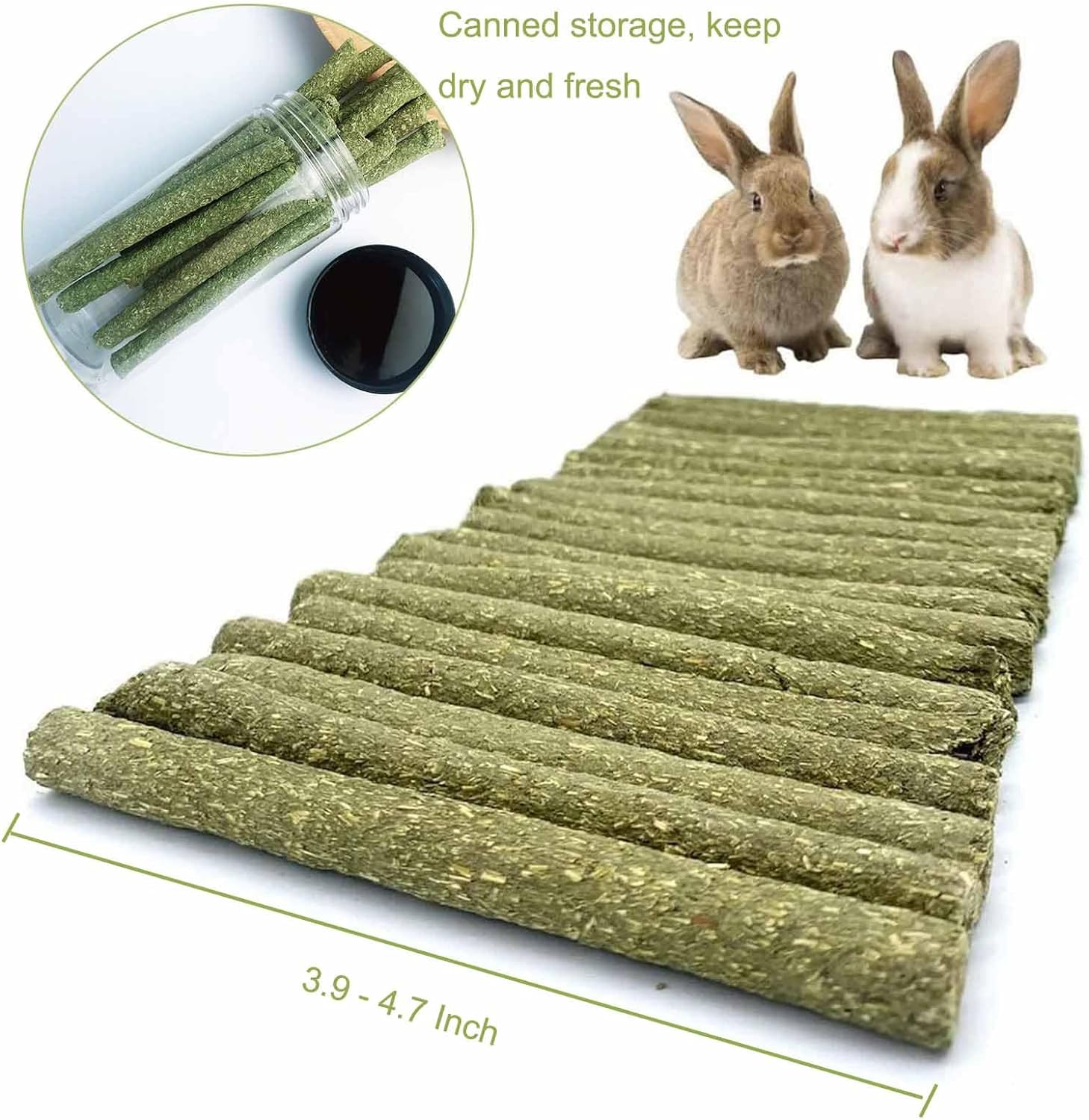 20PCS Rabbit Toys Bunny Chews Timothy Hay Stick,Bunny Toys for Rabbits, Hamster Guinea Pig Small Animal Chew Toys,Pet Chew Toy Treats for Chinchilla Guinea Pigs Rabbits Squirrel Hamster Bunny