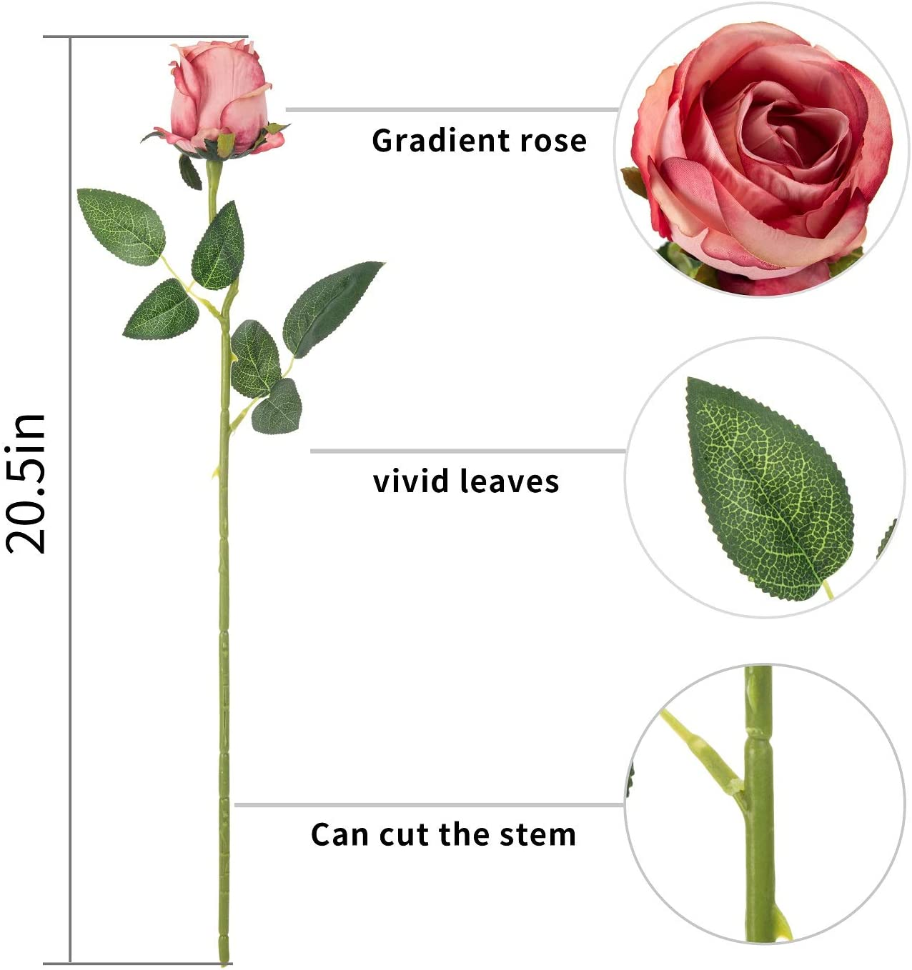 Flojery 10Pcs Artificial Rose Flowers Long Stem Fake Silk Roses for DIY Wedding Bouquet Table Centerpiece Home Decor (Rose Red) - Black image number 4