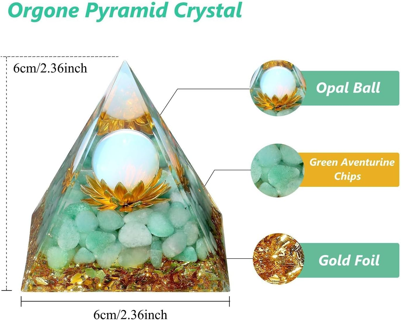 XIANNVXI Green Healing Crystals Tower,Good Luck Gifts,Anxiety Gifts,Lotus Flower Tower Orgonite Orgone Positive Energy Reiki Aventurine Gemstone Tower,Positive Gifts image number 5