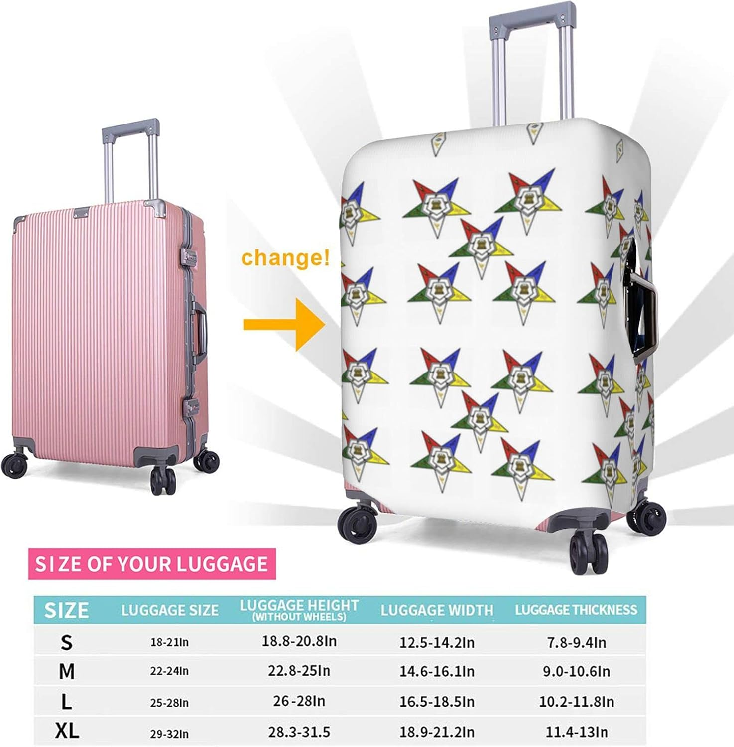 Stars Eastern Stars Luggage Cover Anti-Scratch Suitcase Protector Fits 18-32 Inch Luggage image number 6