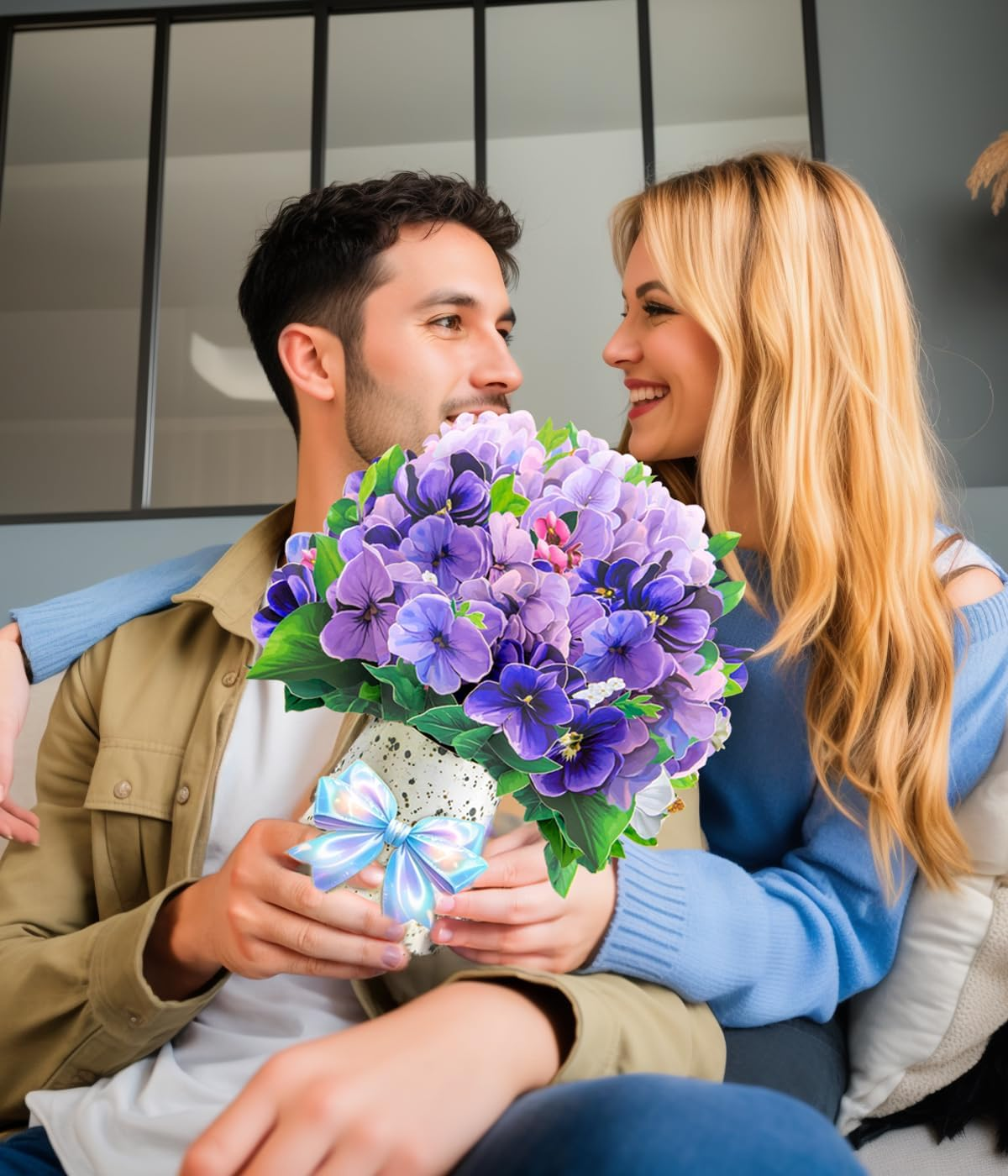 Violet Pop-Up Card, 3D Flower Bouquet Greeting Card with Envelope and Notecard, for Birthdays, Mother&rsquo;S Day, Weddings, Anniversaries, Easter, Get Well, Sympathy, Thinking of You, and Housewarming image number 3