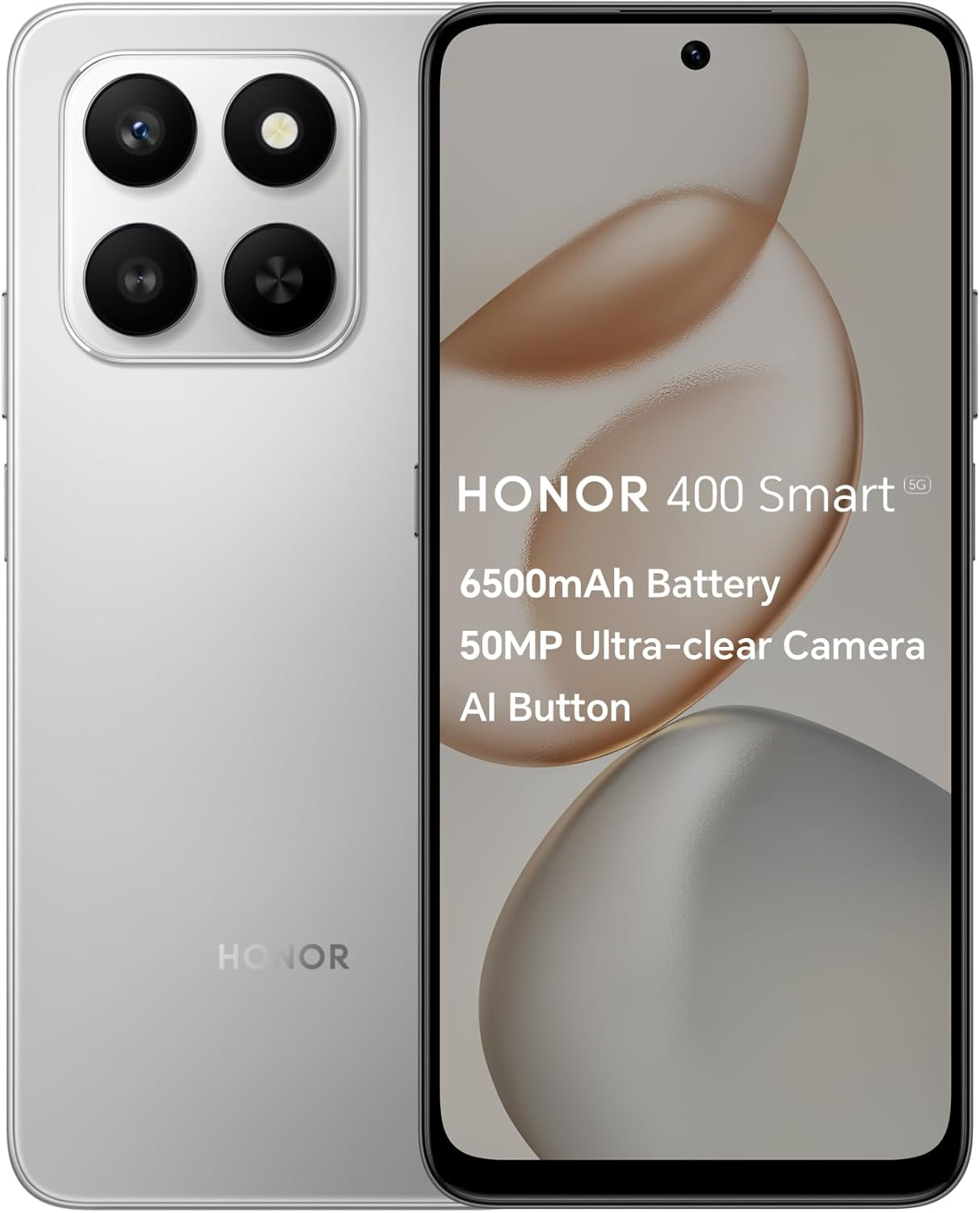 Honor 400 Smart,5G Unlocked Mobile Phones,6.77-Inch 120Hz Eye Comfort Display,6350Mah Battery,50Mp Ultra-Clear Camera,Instant AI Button,4Gb+128Gb,5-Star Drop Resistance,Dual SIM, Android 15,Black