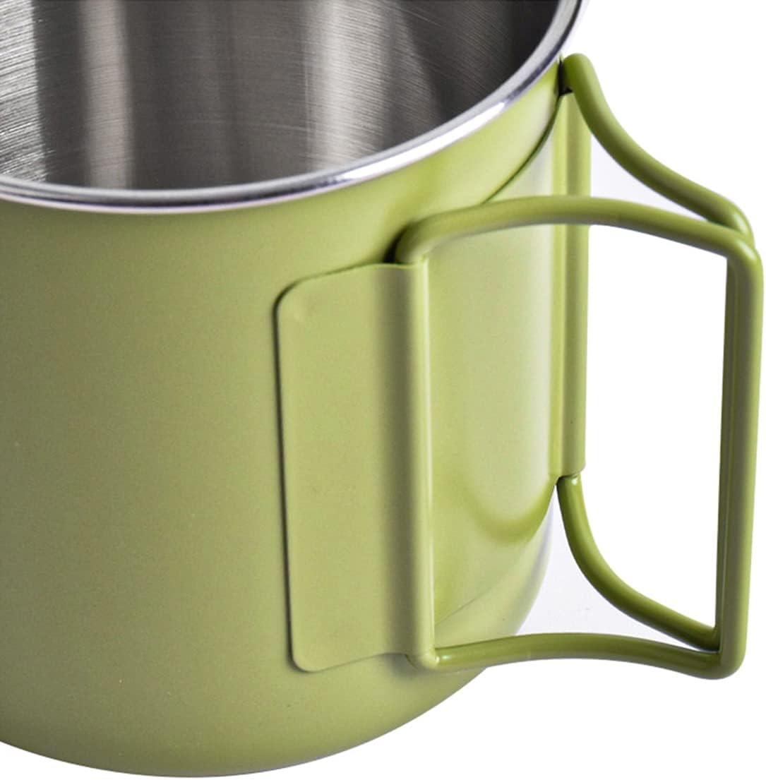 Set of 2 NUZAMAS Folding Cup 330Ml 304Stainless Steel Coffee Tea Water Cup Portable Outdoor Camping Cup for Outdoor Hiking Cooking Camping Pot Open Fire(Green) image number 2