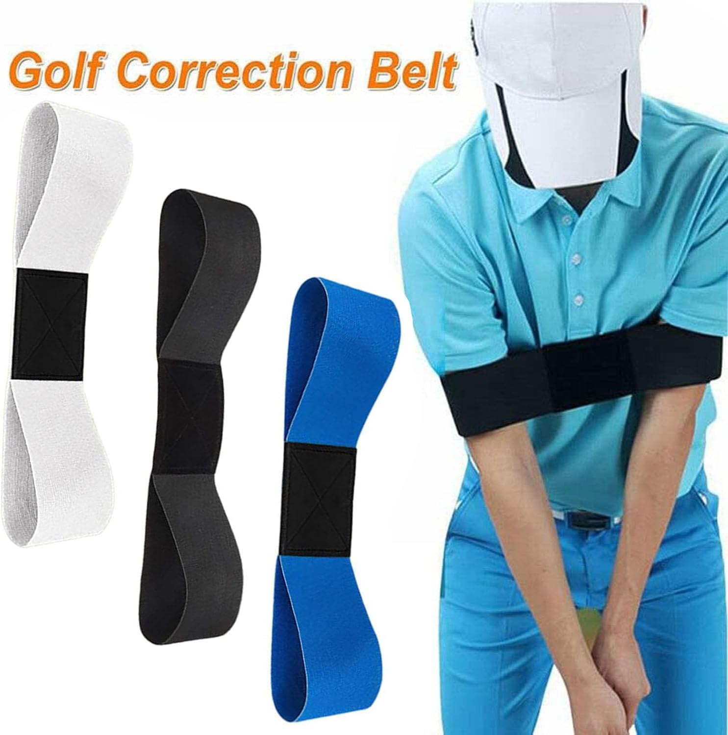 3Pcs Golf Swing Arm Band,Golf Corrector, Golf Balls Elastic Band,Swing Correcting Arm Band for Golf Beginners,Elastic Swing Correcting Training Aids,Golfing Accessories(Black,White,Blue) image number 5