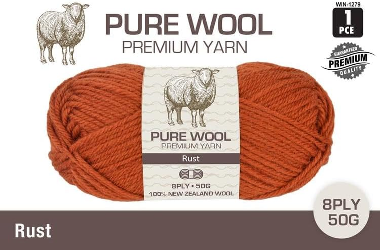 Yatsal Premium 3-Ply Pure Wool Yarn 50 G, Rust