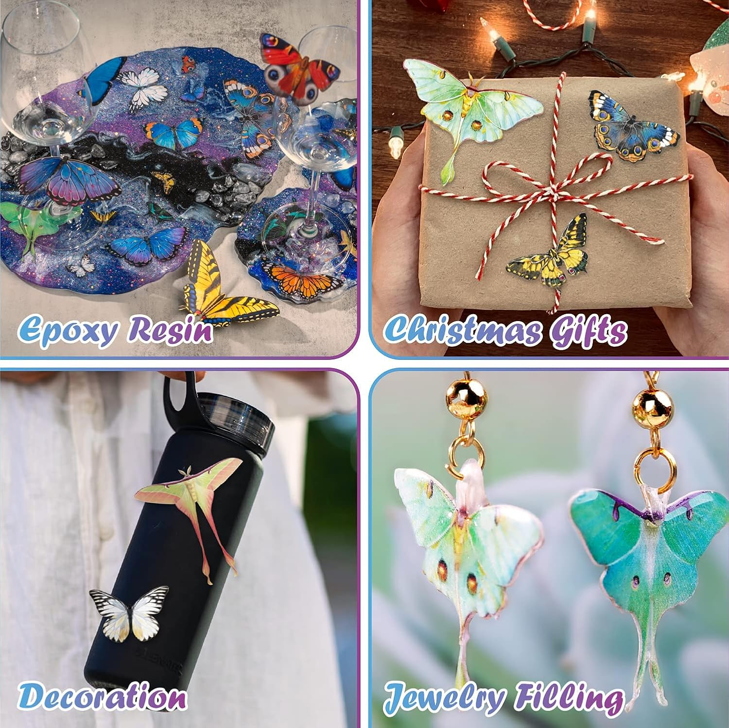 LET'S RESIN Realistic Paper Butterfly Moth,46 Pcs Double-Sided Faux Butterfly,Vintage Floral Decoration,Epoxy Resin Supplies/Accessories for Resin Art,Crafts,Molds image number 2