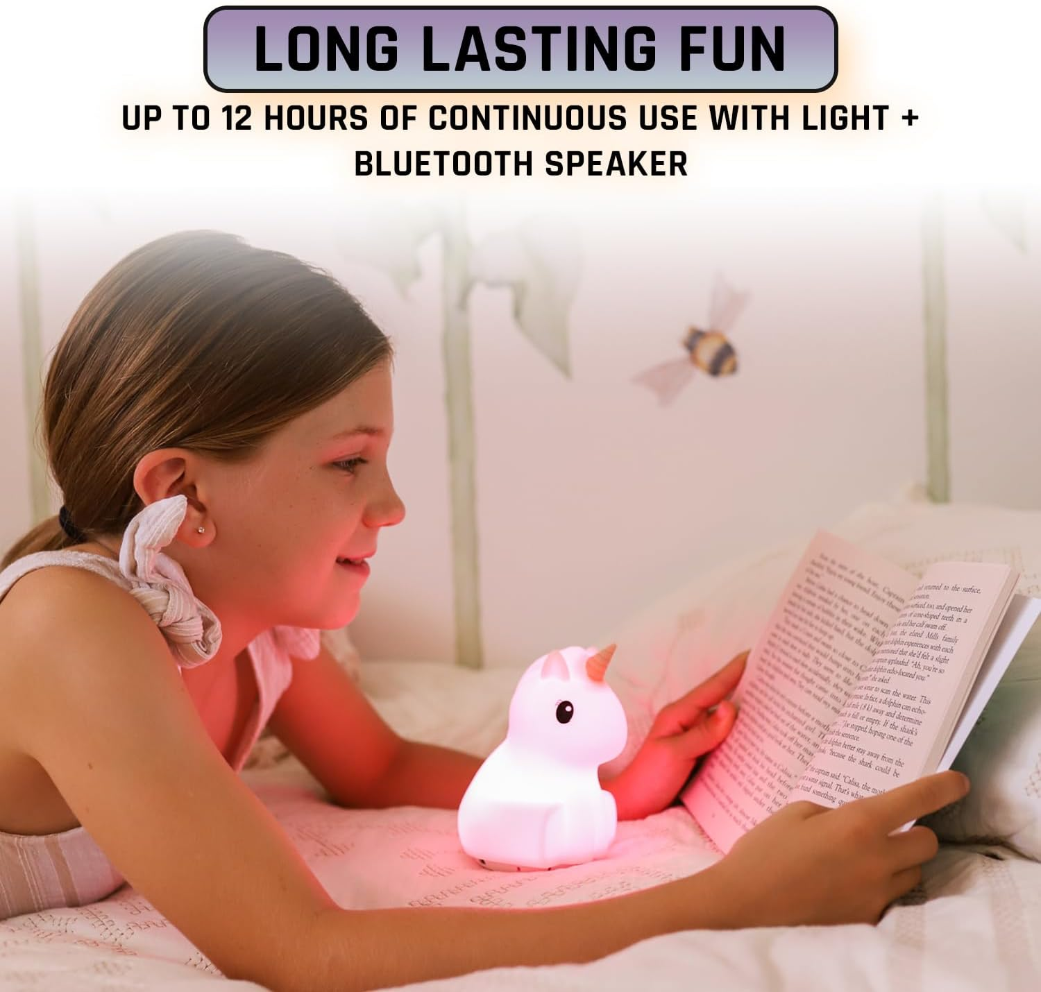 DUSKI Silicone Night Light with Bluetooth Speaker, 7 Color Changing Dream Guardian Kids Night Lights for Bedroom, Remote Controlled Rechargeable and Portable Lamp (Unicorn) image number 3