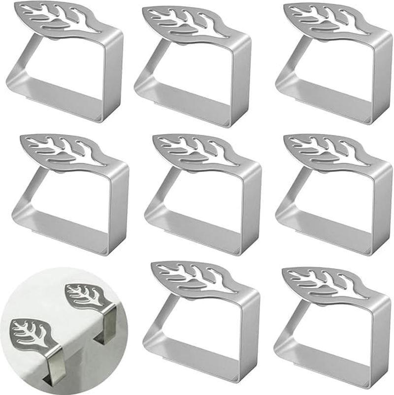 10PCS Stainless Steel Tablecloth Clips, Leaf Table, Outdoor Tablecloth, Thickened Table Clips, Family Wedding Picnic (Silver) image number 2