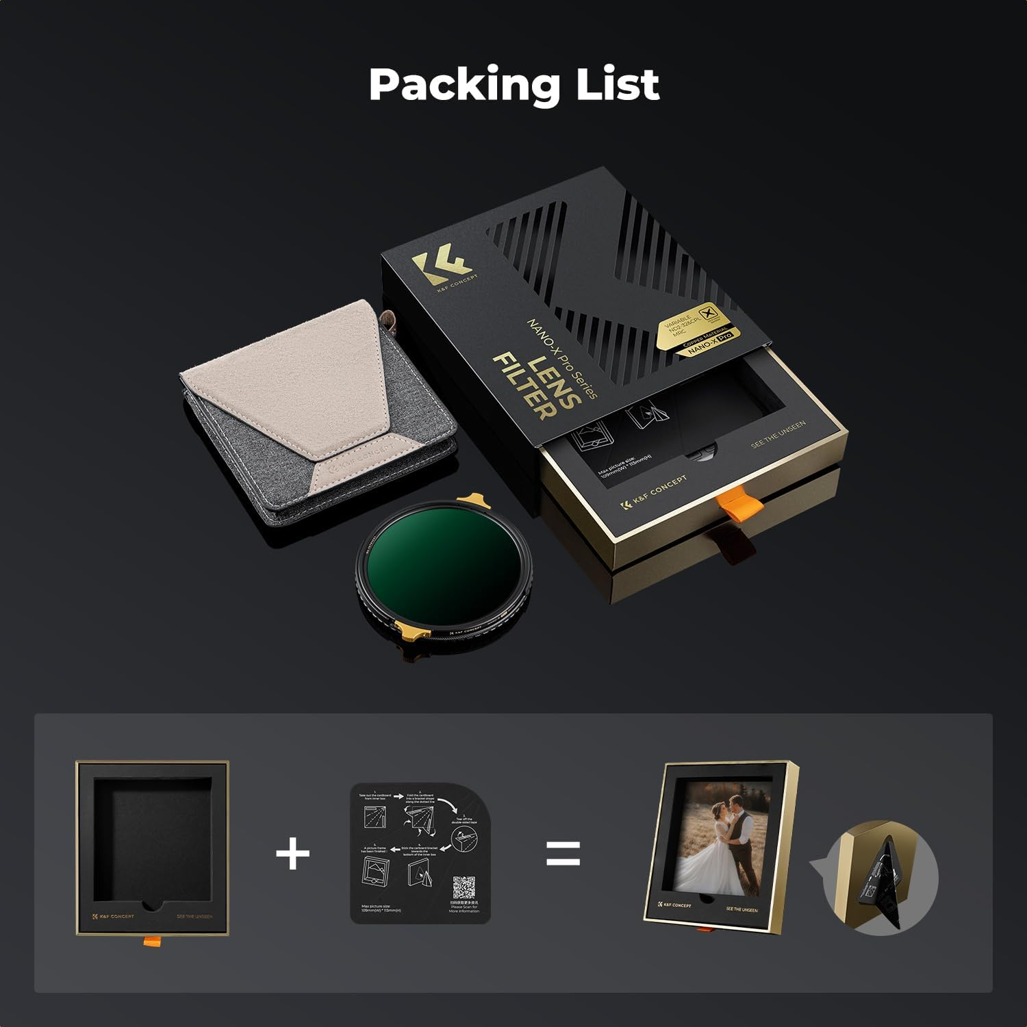 K&F CONCEPT 72Mm Variable ND2-32 ND Lens Filter & Circular Polarizing Filter 2-In-1 for Camera Lens, Waterproof Scratch Resistant 36 Multi-Coated Lens Filter (Nano-X PRO Series) image number 1