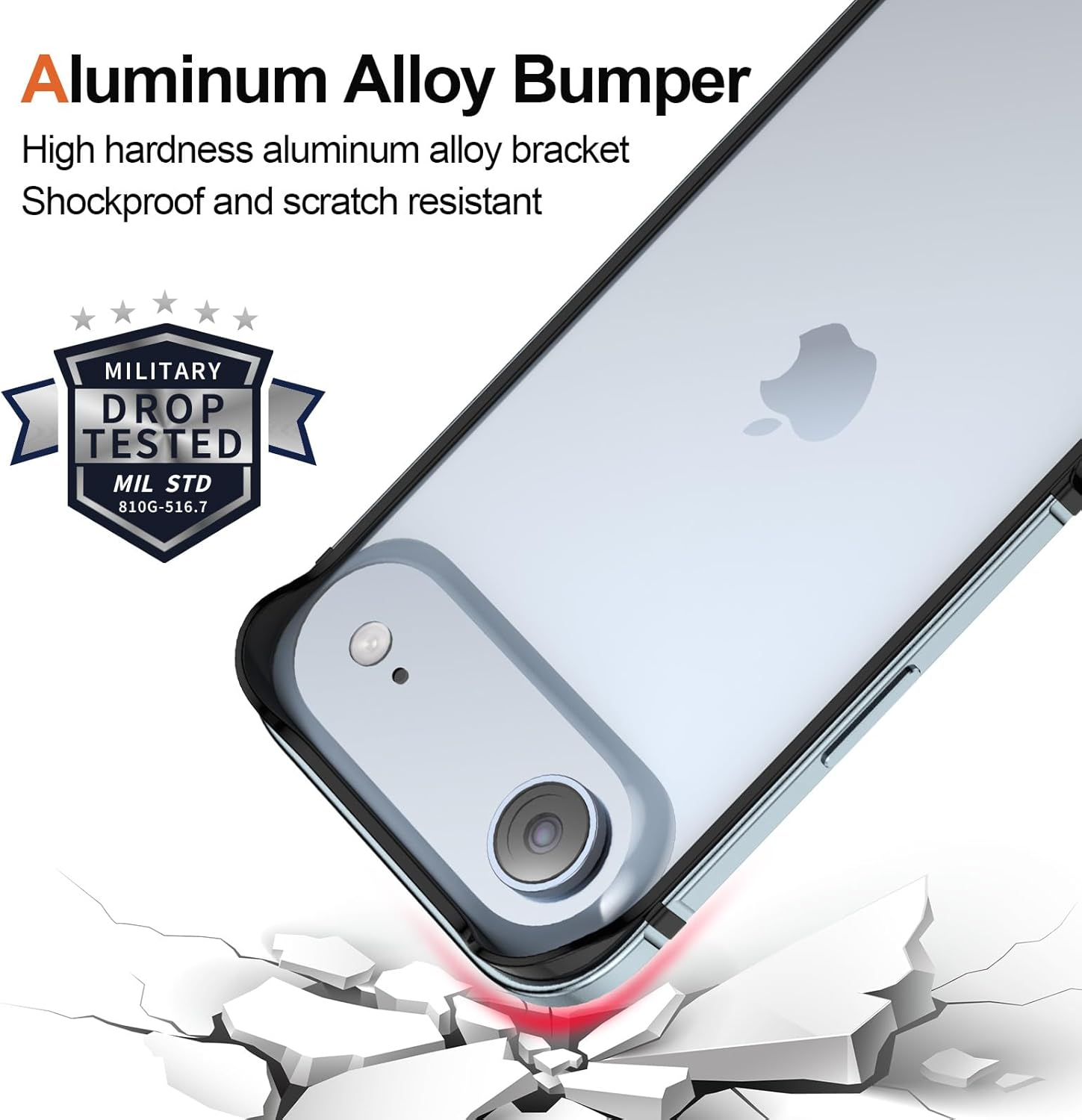 Metal Bumper Case for Iphone 17 Air, Aluminum Frame Slim Case [Soft Silicone Inner Bumper][Raised Edge Protection] HD Tempered Glass Screen Protector Cover for Iphone 17 Air Blue image number 5