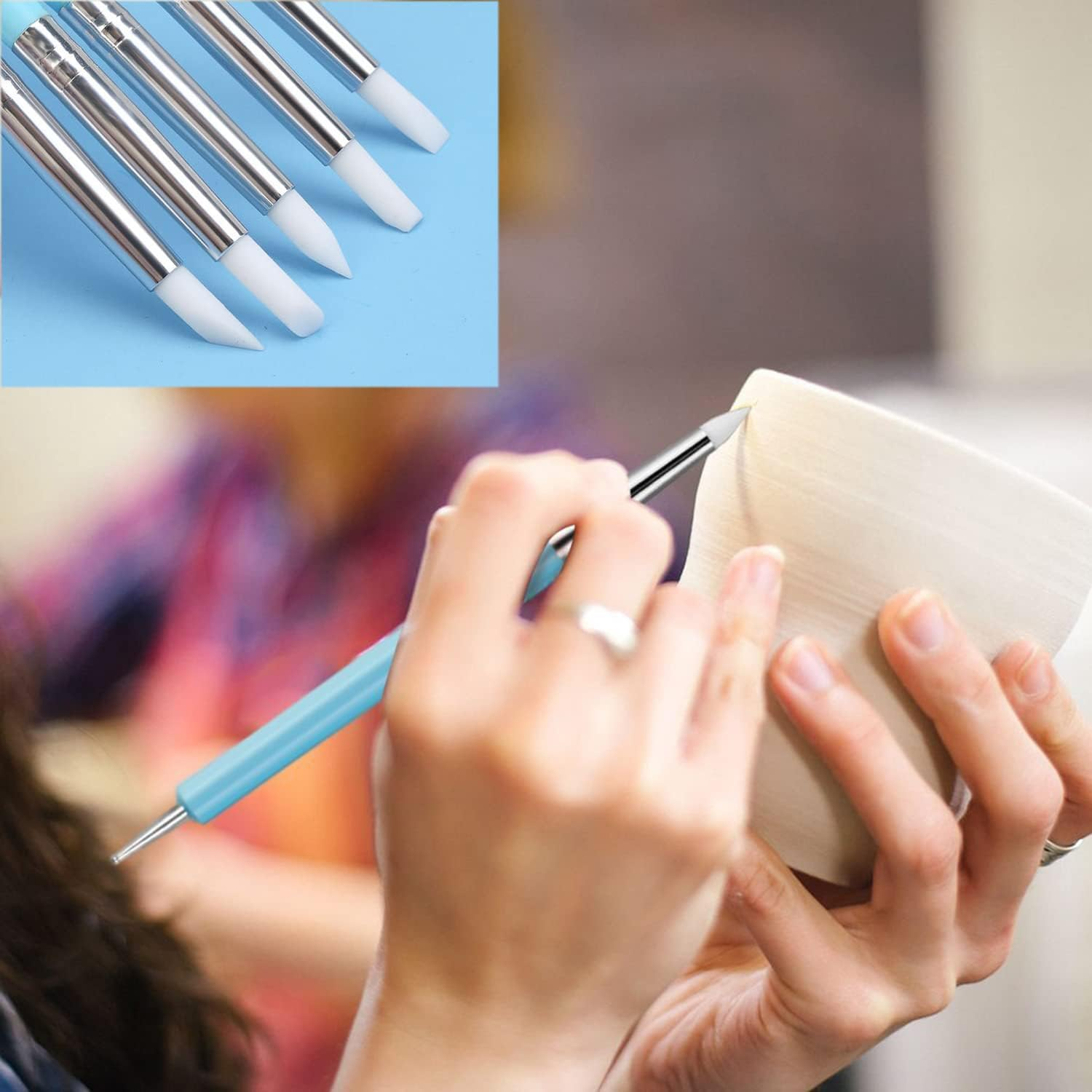 Luoshapucy Nail Brush [5 Pieces] Nail Art Nail Brush Set Acrylic Gel Brush Nails Double End Dotting Painting for DIY Nail Art Design image number 4