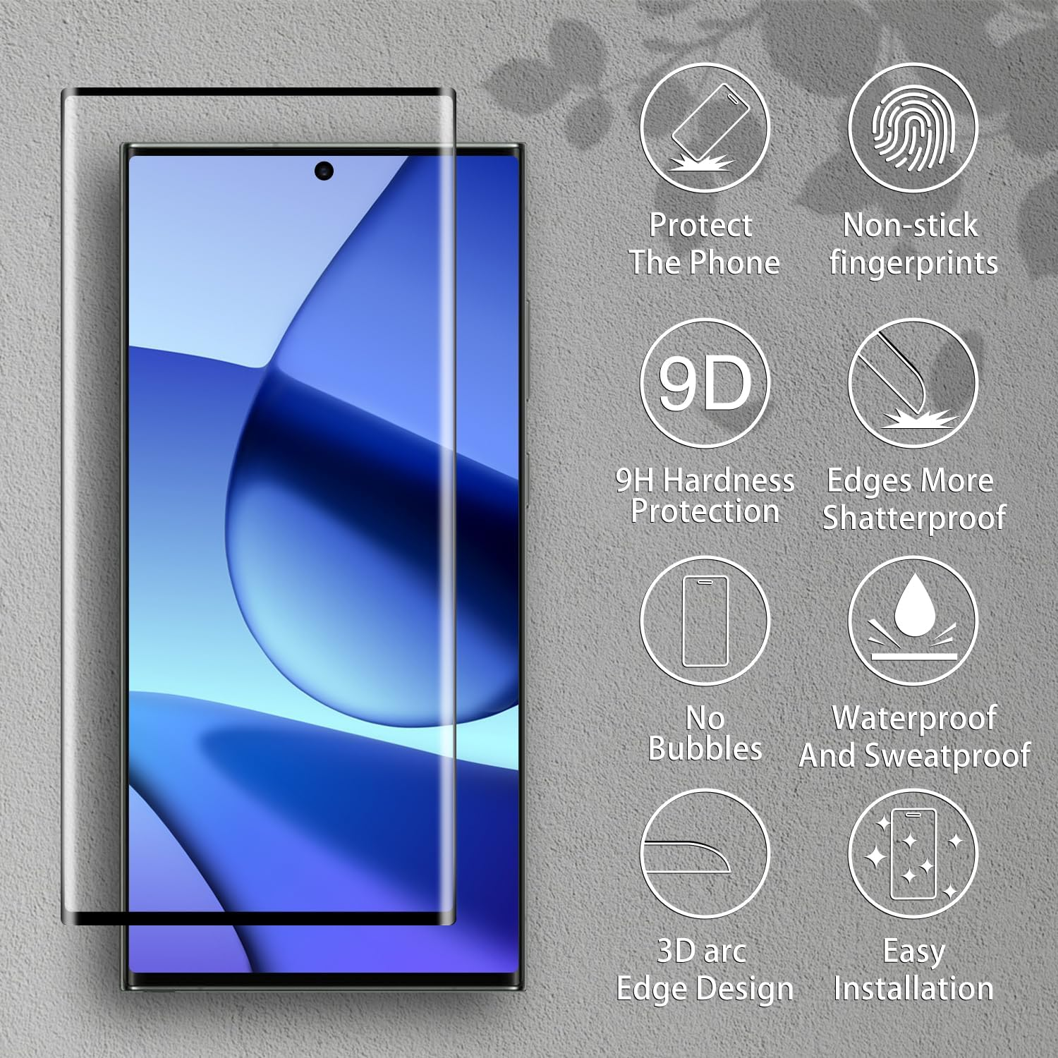 Pokolan 2 Pack Screen Protector for Samsung Galaxy S23 Ultra 5G Tempered Glass, HD Transparent, 3D Curved Full Coverage, 9H Hardness, Easy to Install, Touch Sensitive, anti Scratch