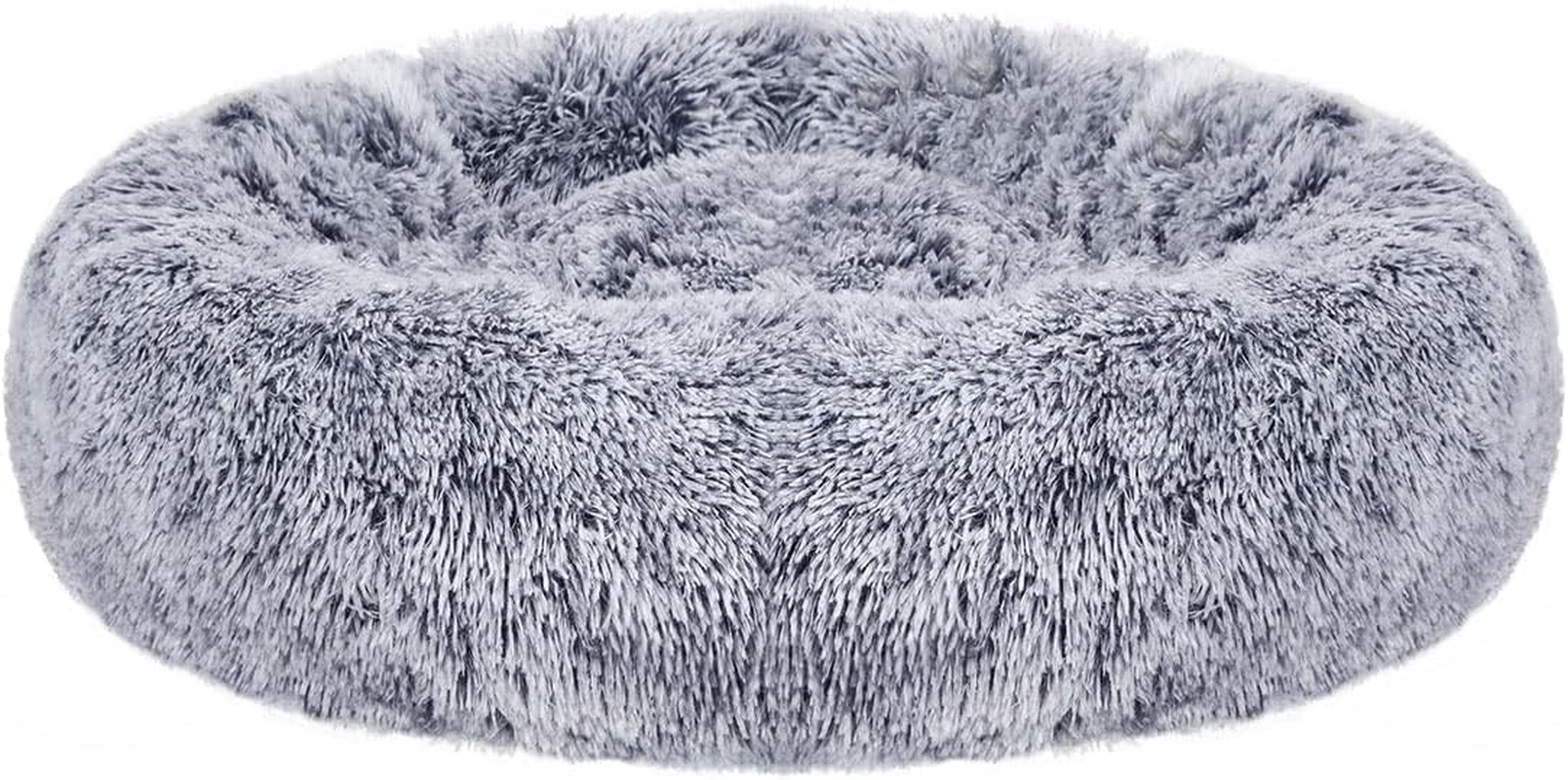 Feandrea Fluffy Dog Bed, Cat Bed, Doughnut Cushion, Washable, Removable Padding in the Centre, Long Plush, 50 Cm Diameter, Ombre Grey PGW037G01 image number 4