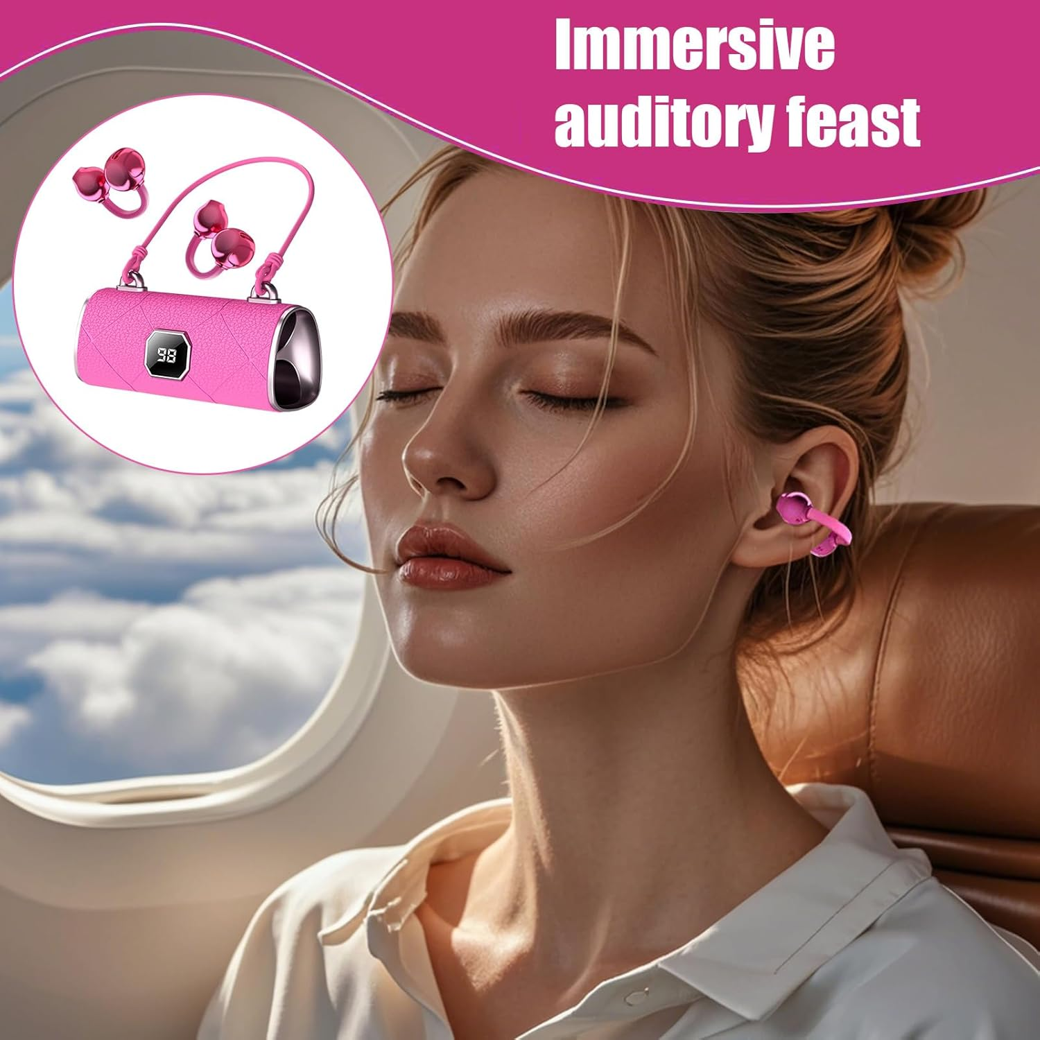 Open Ear Earbuds - Handbag Open Ear Clip on Earbuds,Fashion Accessories Earphones for Women Travel Gym Sports Commuting Birthday Running Workout Outdoor image number 4