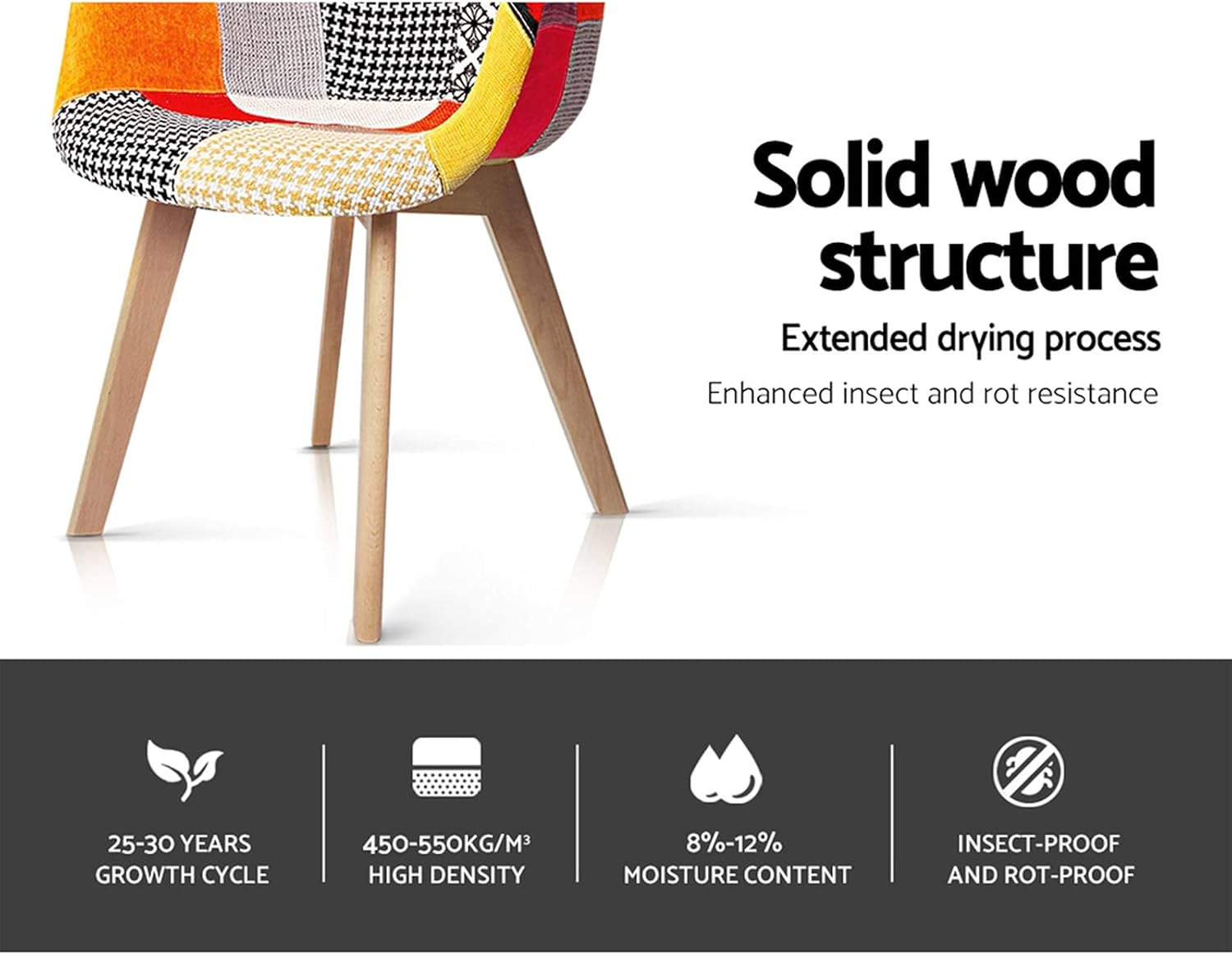 Artiss Dining Chairs Set of 2 Vintage Retro Esright Chair Nursing Seats Reading Seating Home Living Room Bedroom Kitchen Cafe Office Furniture, Polyester Fabric, in 46Cm Seat Height image number 6