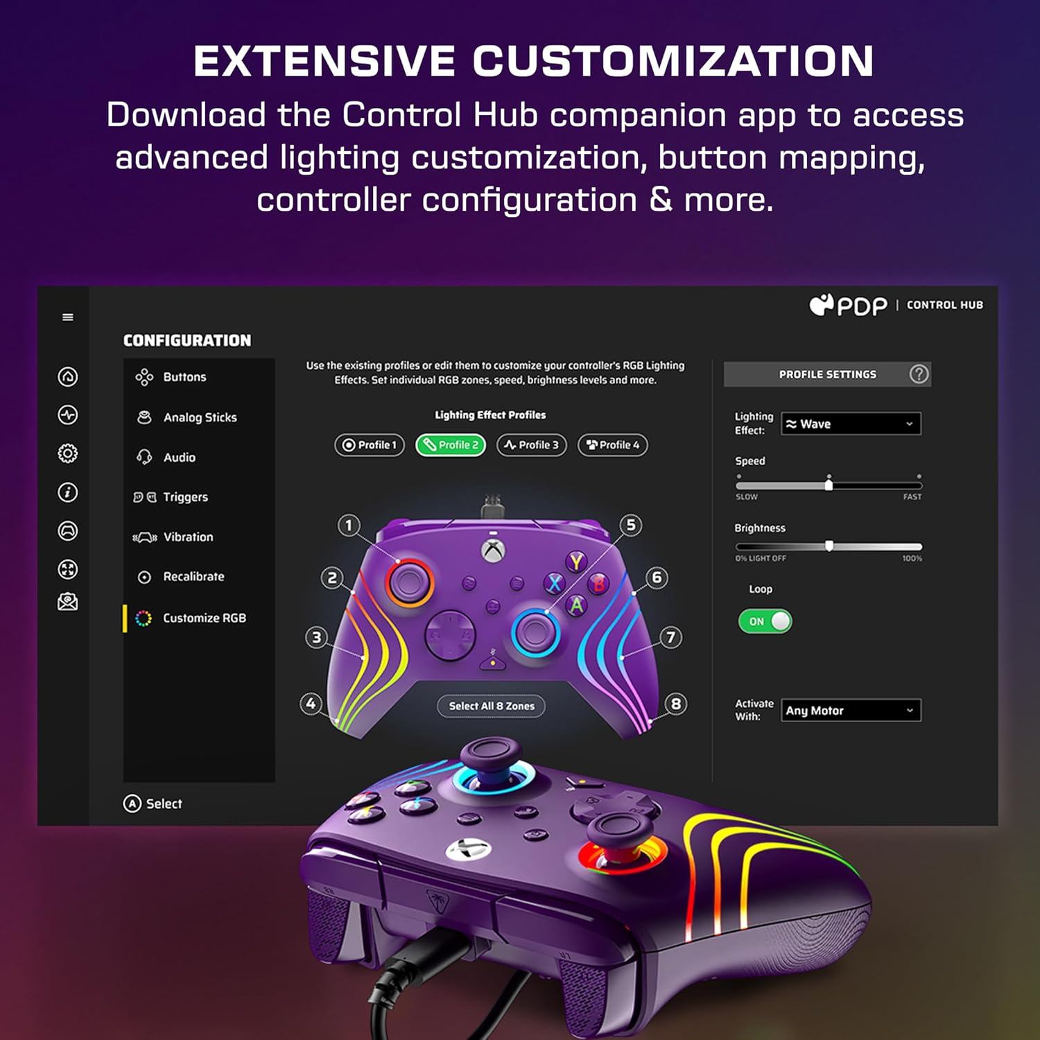 TB XB Afterglow Wave Wired Controller for Xbox + Hair Purple - Grey image number 2