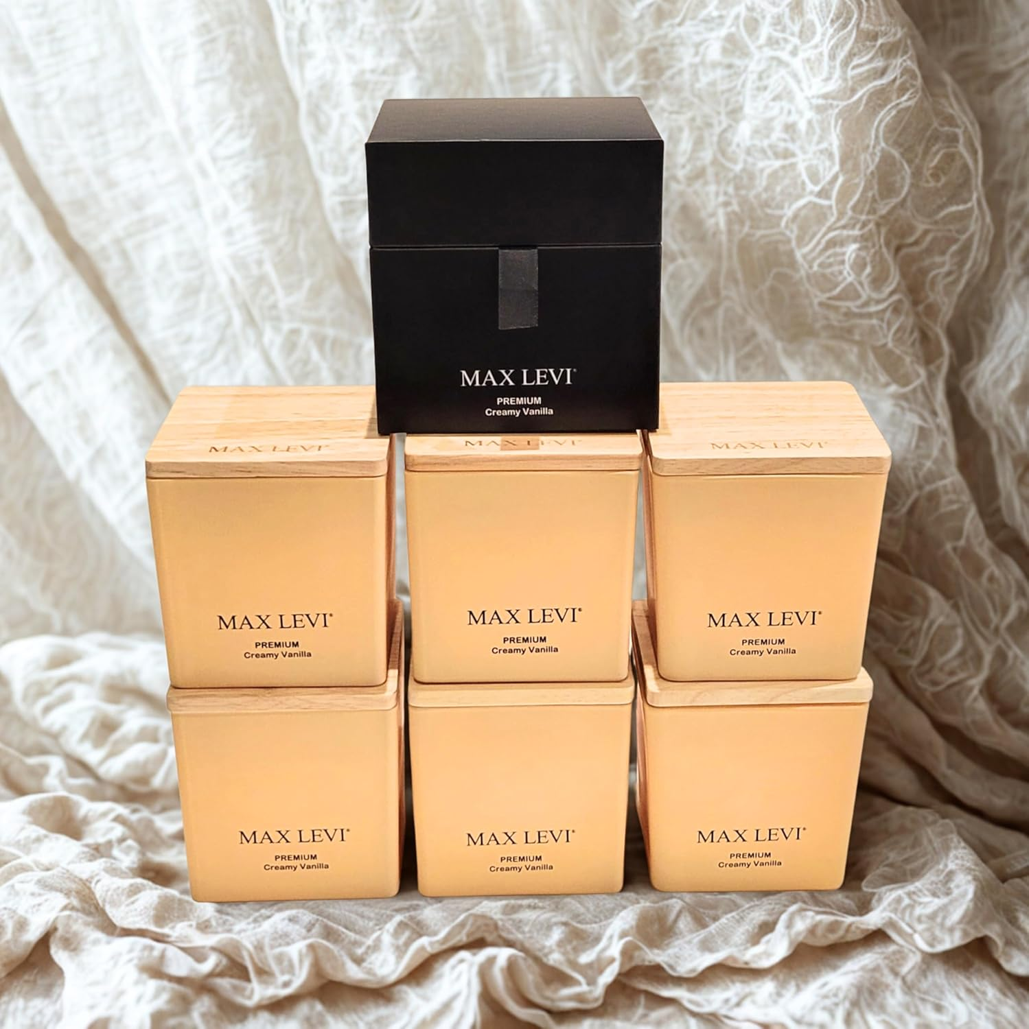 Max Levi Premium Creamy Vanilla Candle 400G - 60 Hours (Ultra Strong Scent) - Vanilla, Cream image number 2